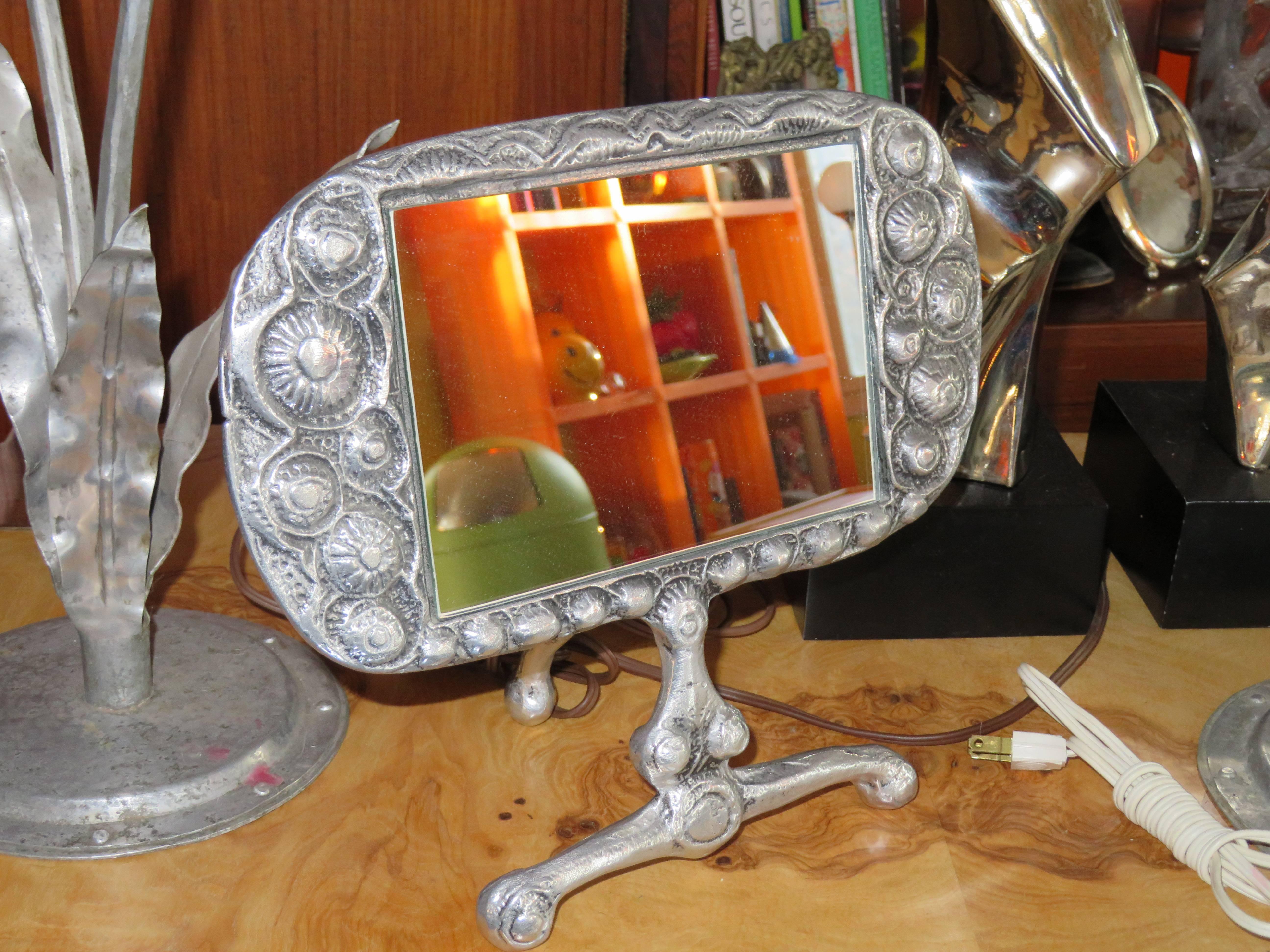 Stunning Donald Drumm Brutalist Aluminium Dressing Table Mirror, Mid-Century For Sale 1