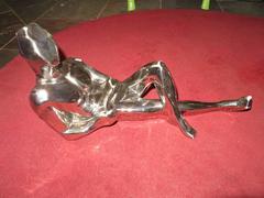 Spectacular Pair Silver Jaru Cubist Modern Nude Ceramic Sculptures Male Female