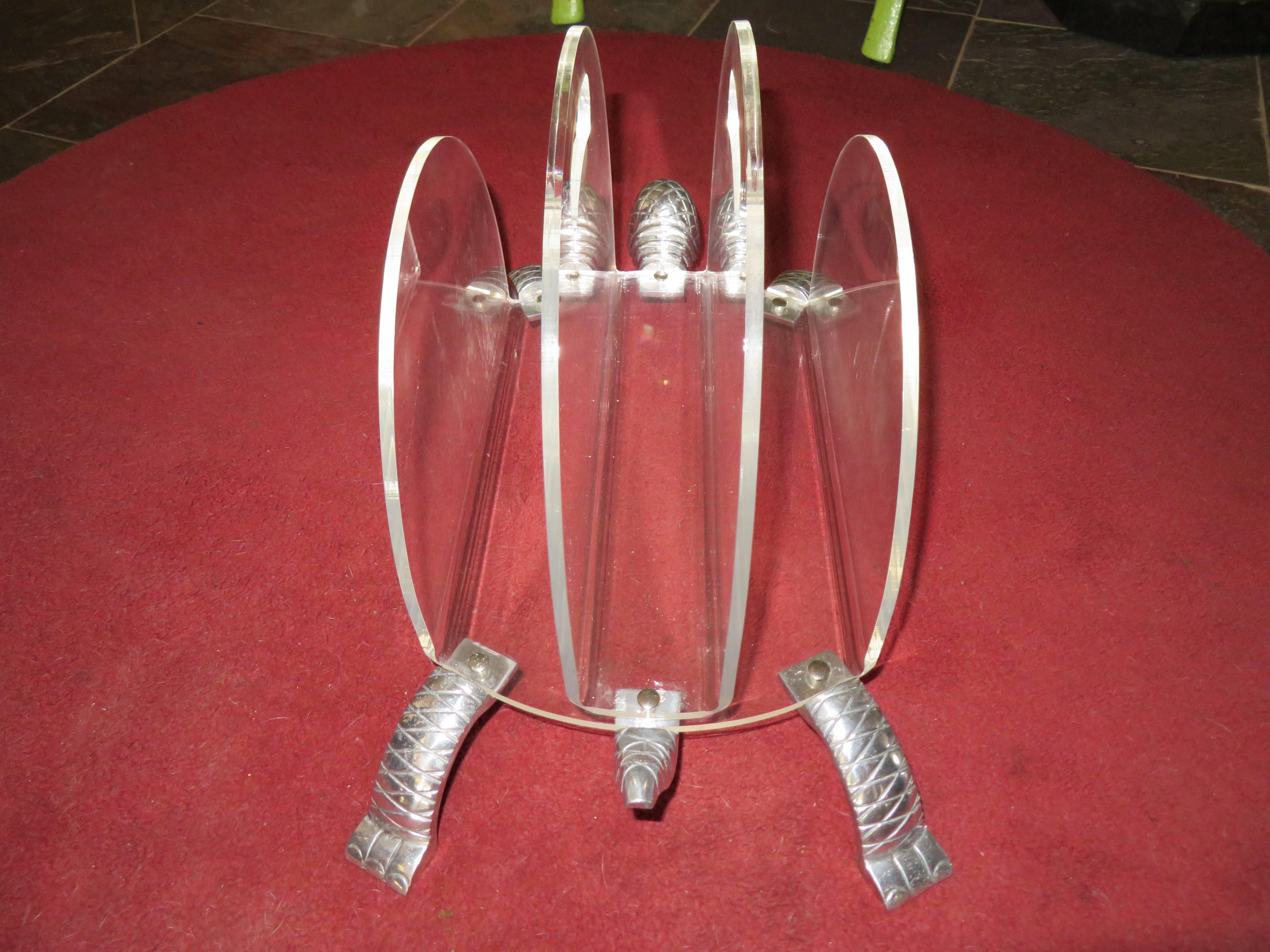 Arthur Court Turtle Portariviste in alluminio e lucite Regency Modern in vendita 1