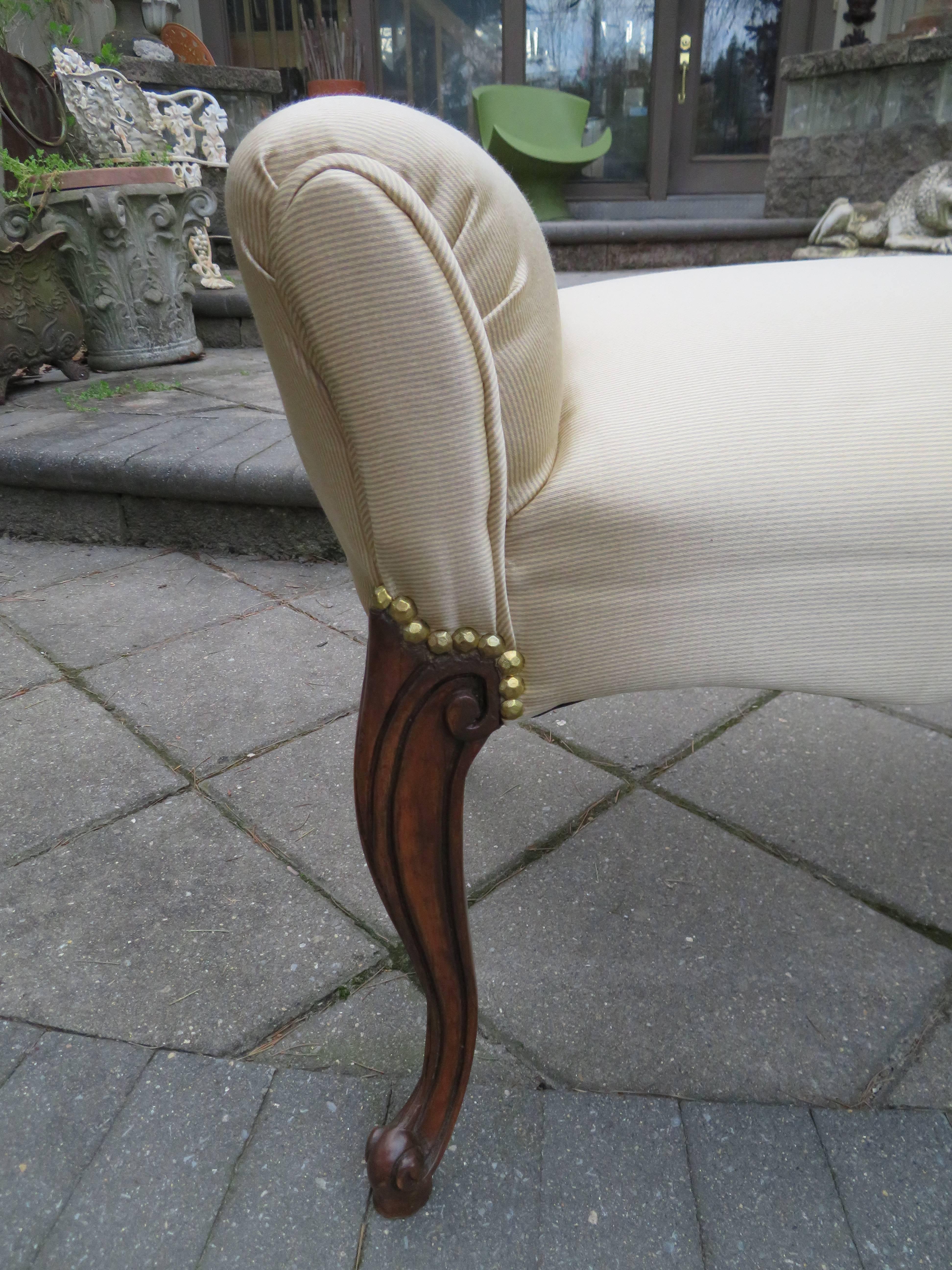 Mid-20th Century Elegant Regency Modern Cabriolet Leg Upholstered Bench Dorothy Draper For Sale