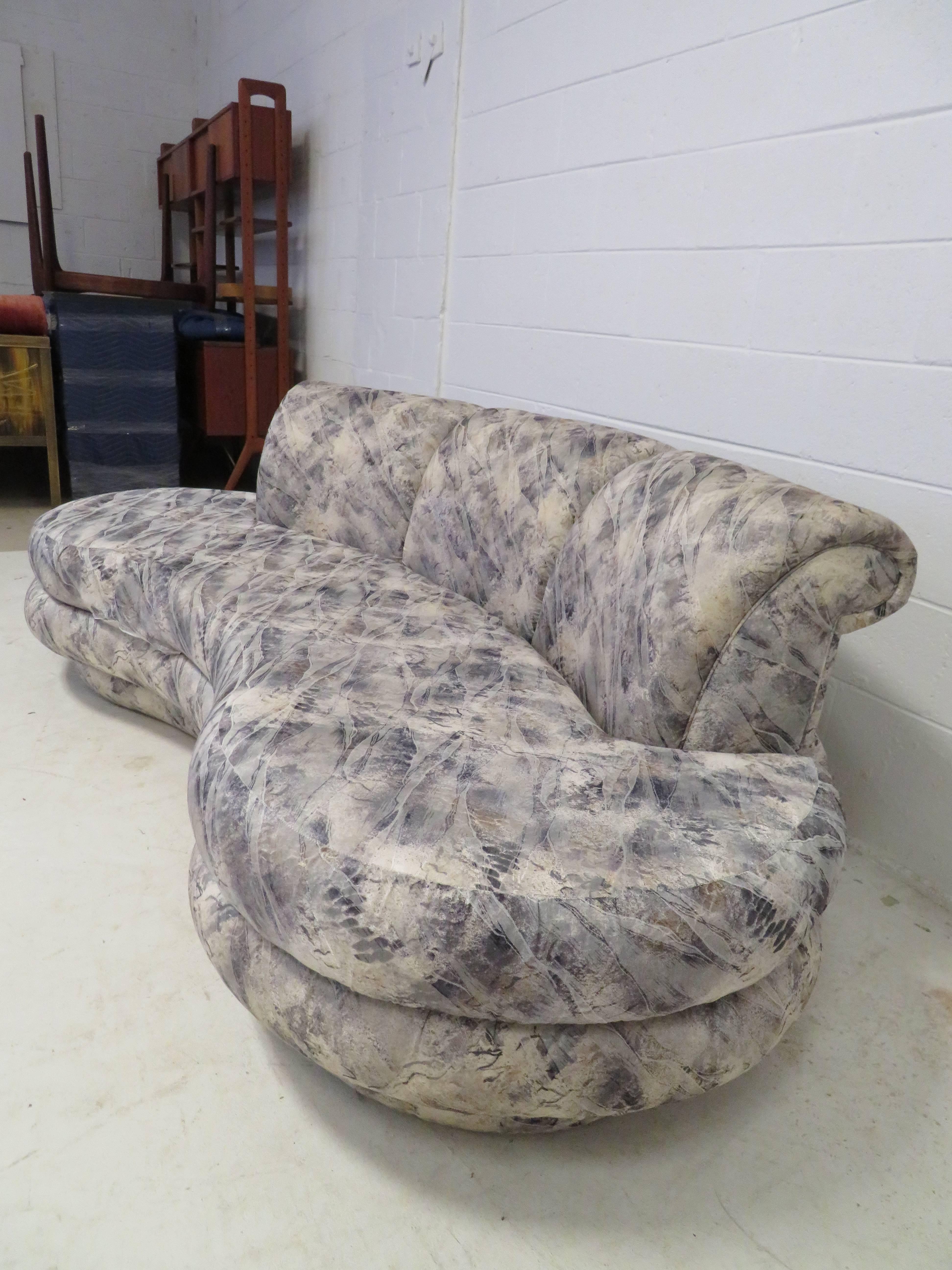 Fantastic pair of Adrian Pearsall for Comfort Designs curved kidney shaped sofa. Sofas will definitely need to be re-upholstered but that's what you designers are looking for anyway-right.