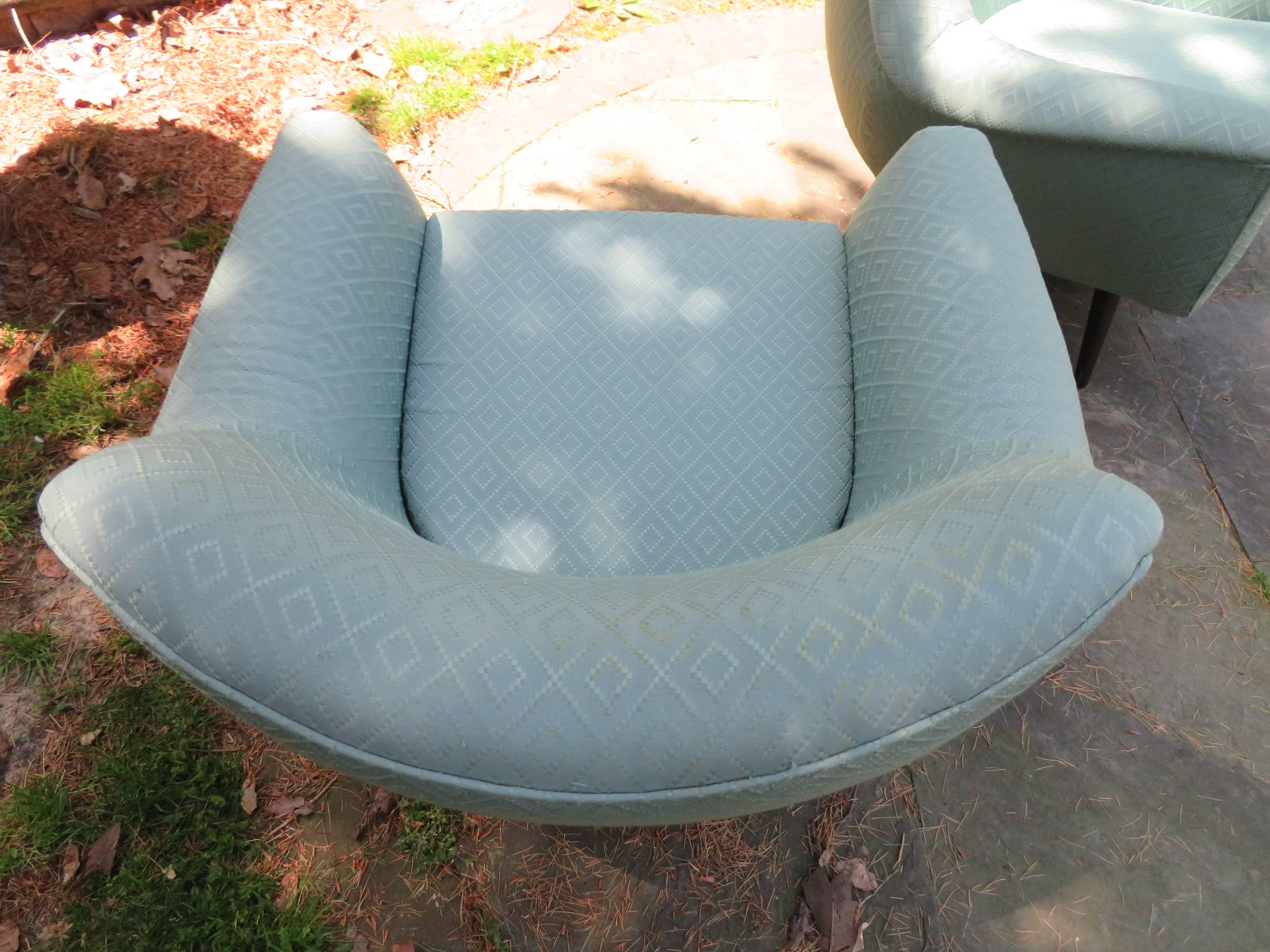 Mid-20th Century Gorgeous Pair Selig Lawrence Peabody Barrel Back Tub Chairs, Mid-Century Modern