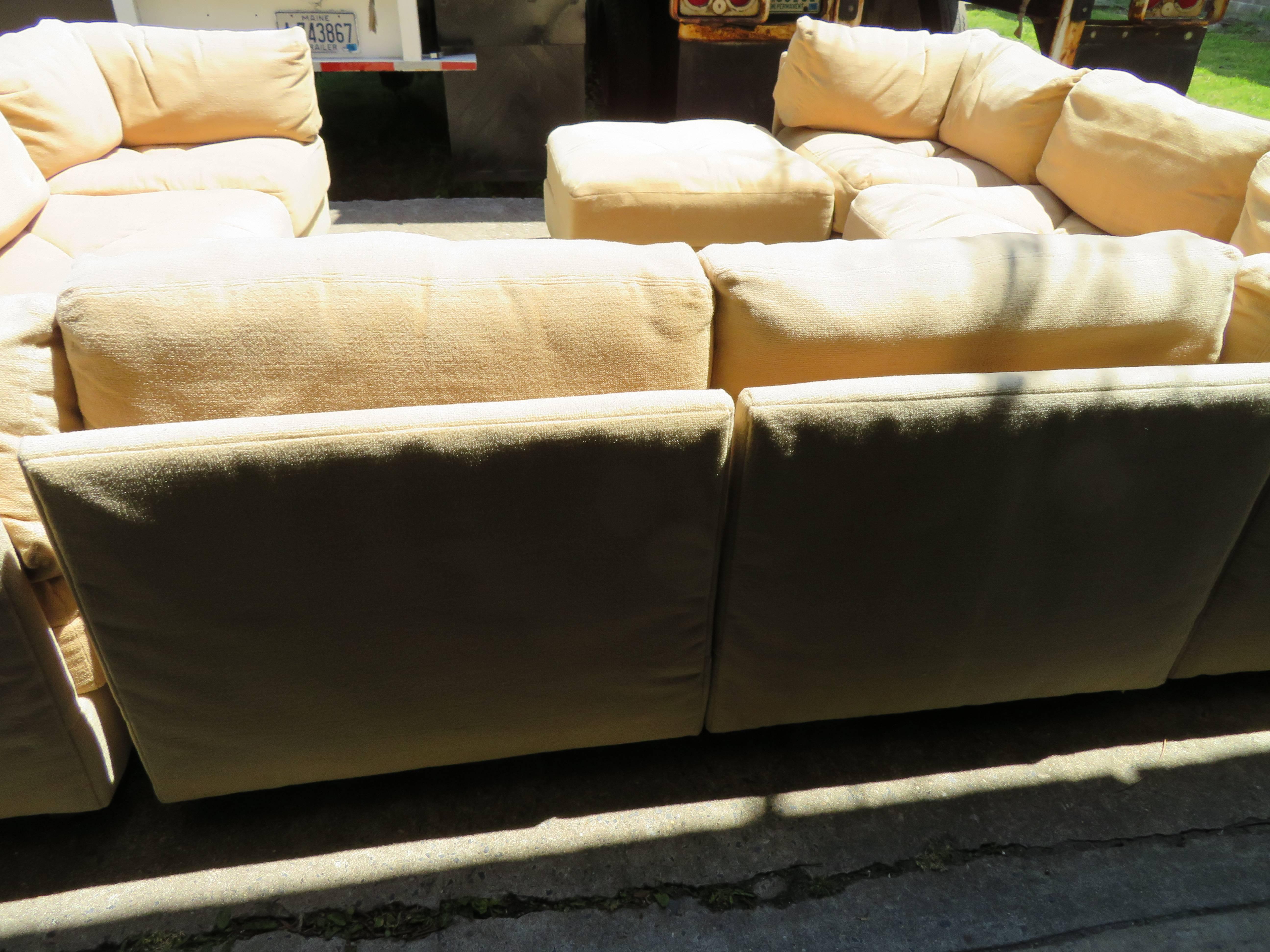 Upholstery Huge Milo Baughman Style Ten-Piece Section Sofa Pit Mid-Century Modern Selig