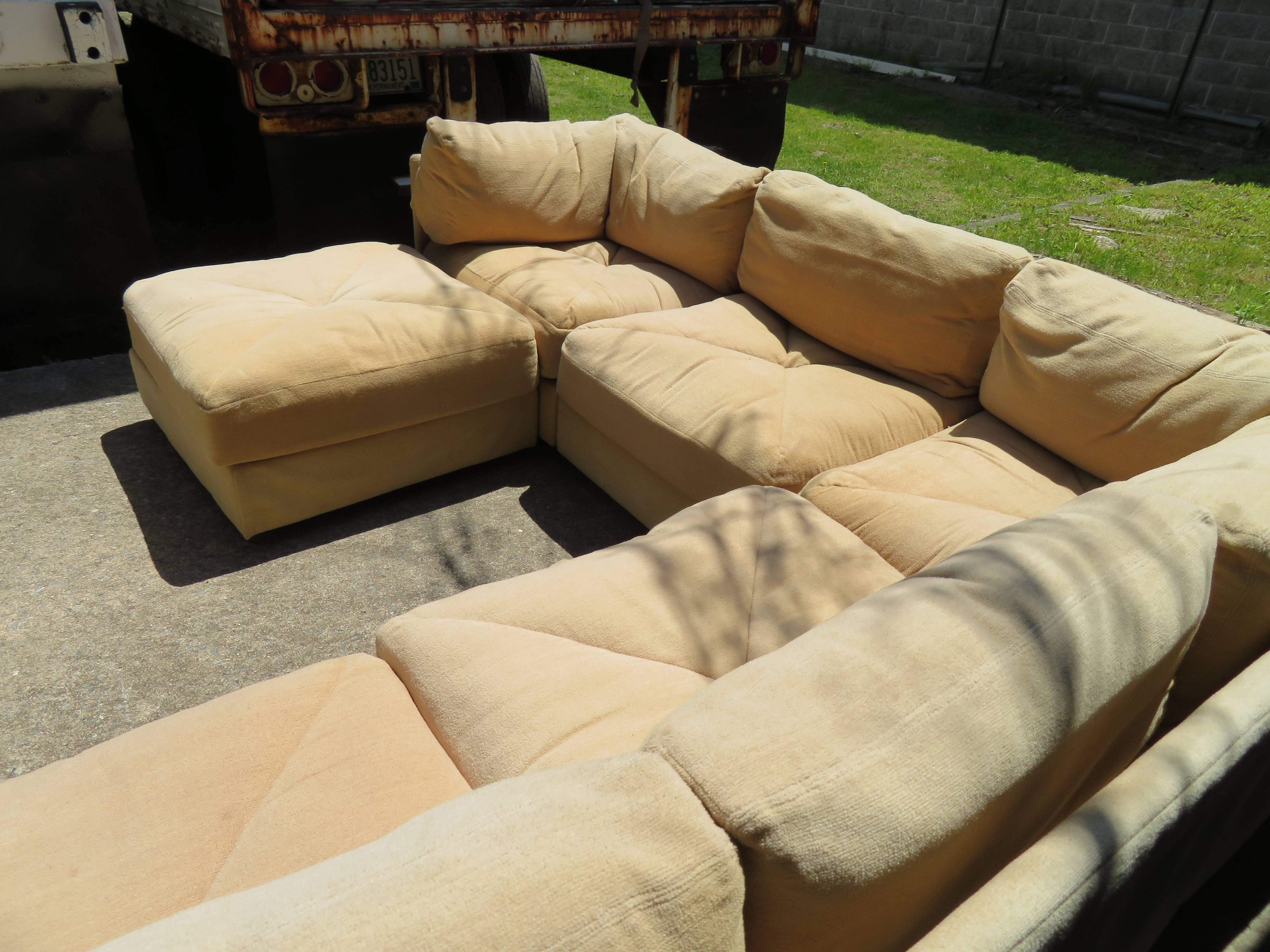 Huge Milo Baughman Style Ten-Piece Section Sofa Pit Mid-Century Modern Selig 3