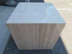 Gorgeous Travertine Cube Side End Table Pedestal, Mid-Century Modern