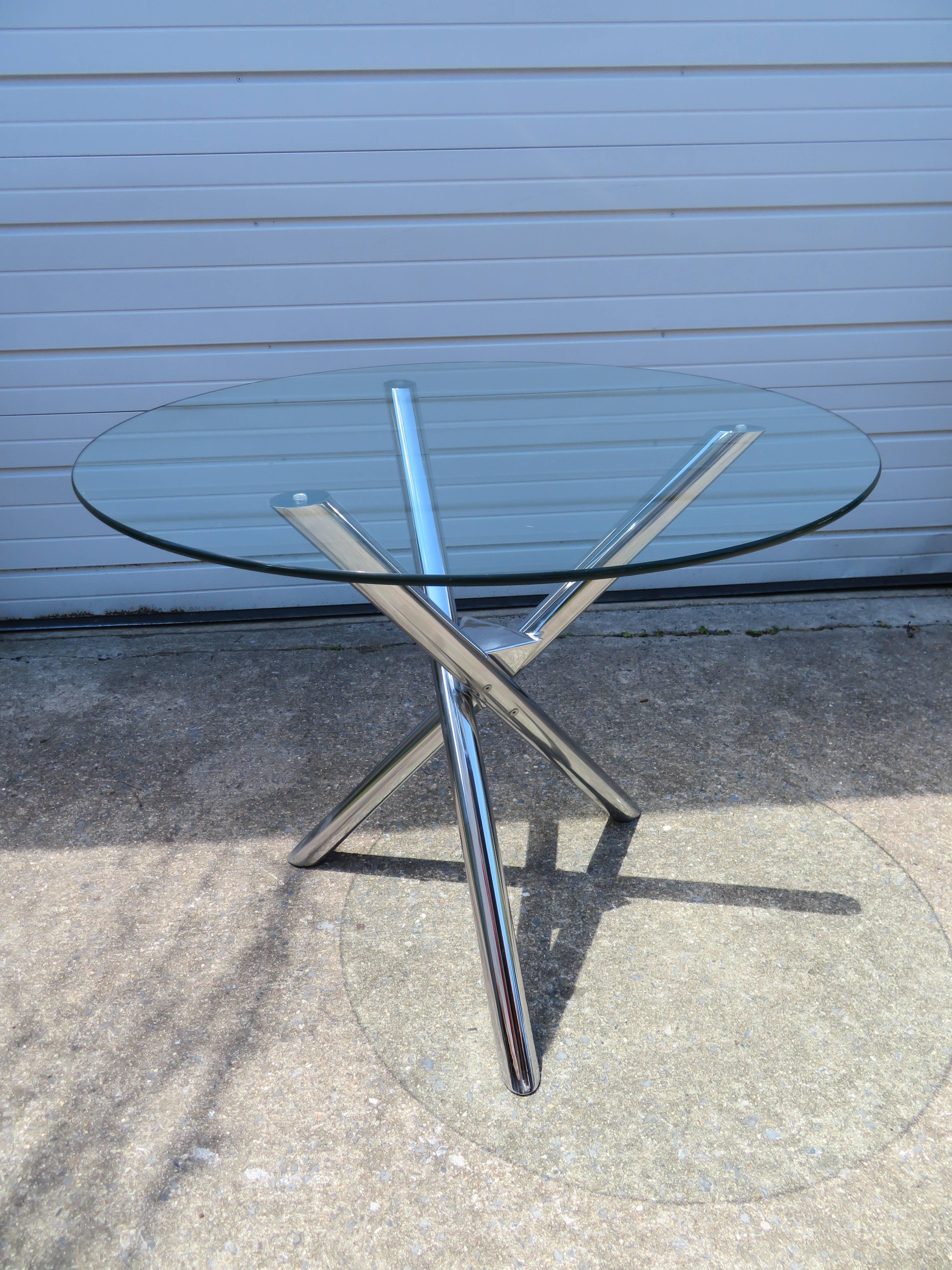 Excellent Pace Style Jax Base Chrome Dining Table Mid-Century Modern 3