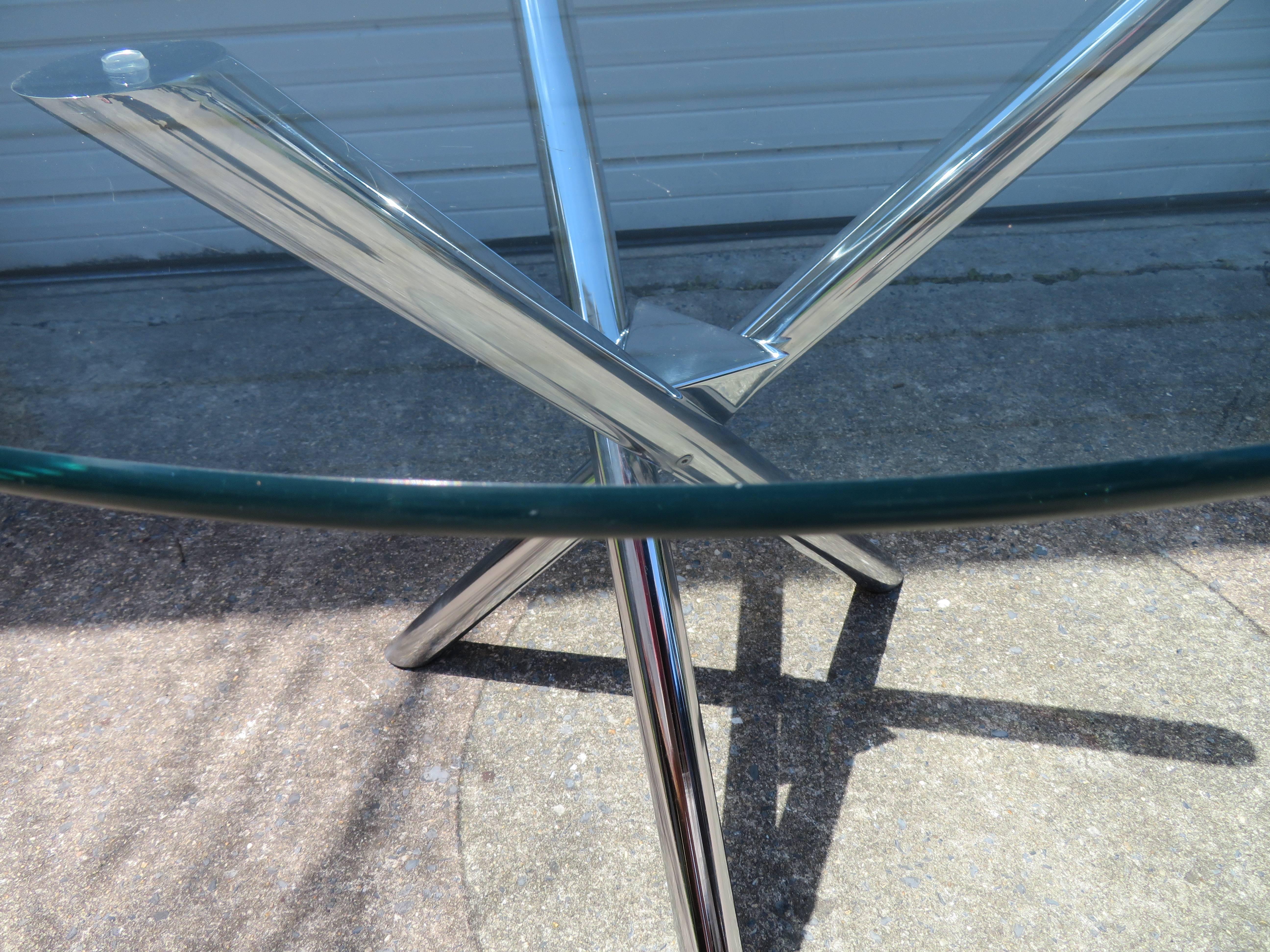 Glass Excellent Pace Style Jax Base Chrome Dining Table Mid-Century Modern