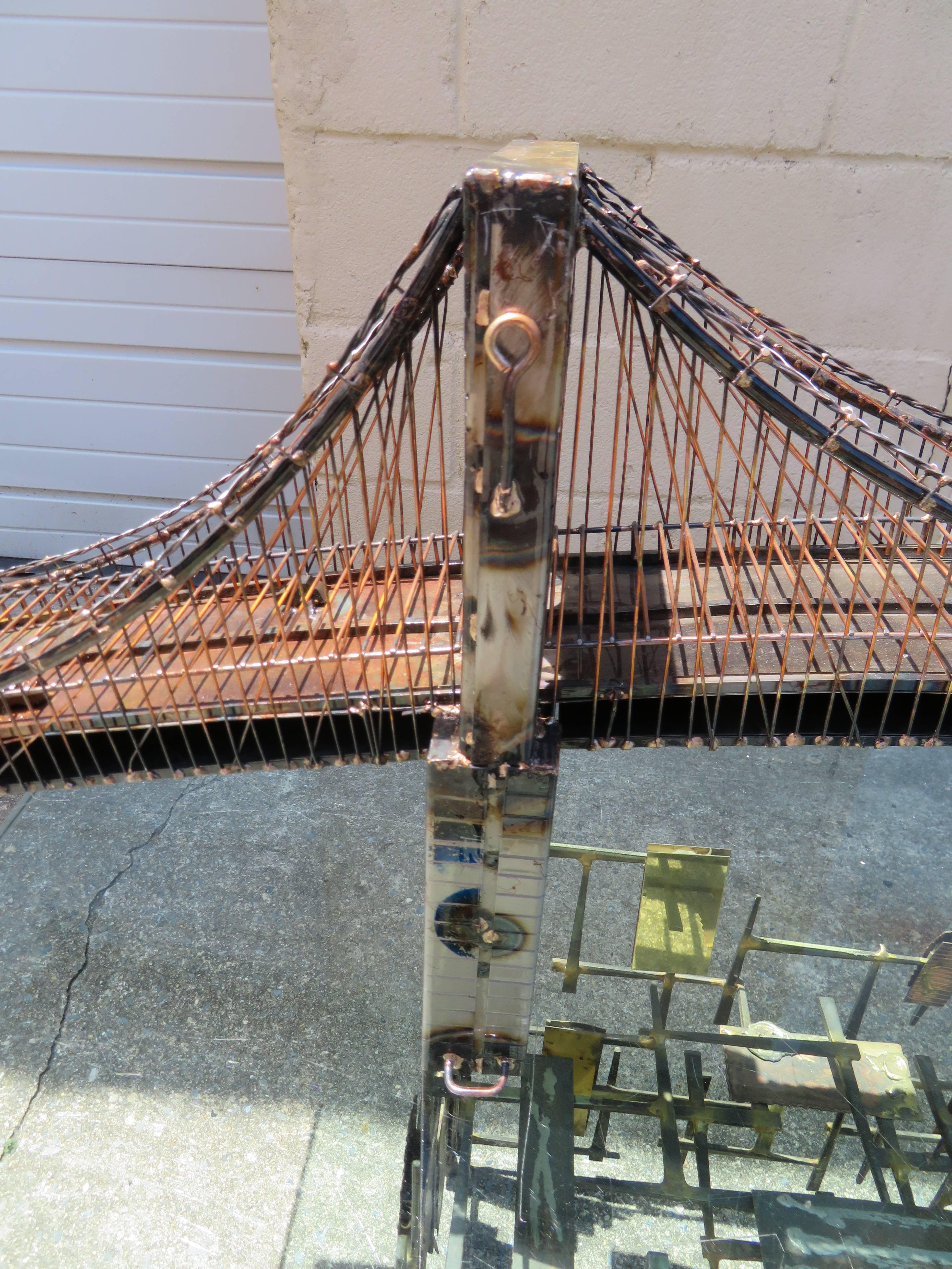 American Wonderful Jere Style Sculpture Brooklyn Bridge Brutalist Mid-Century Modern