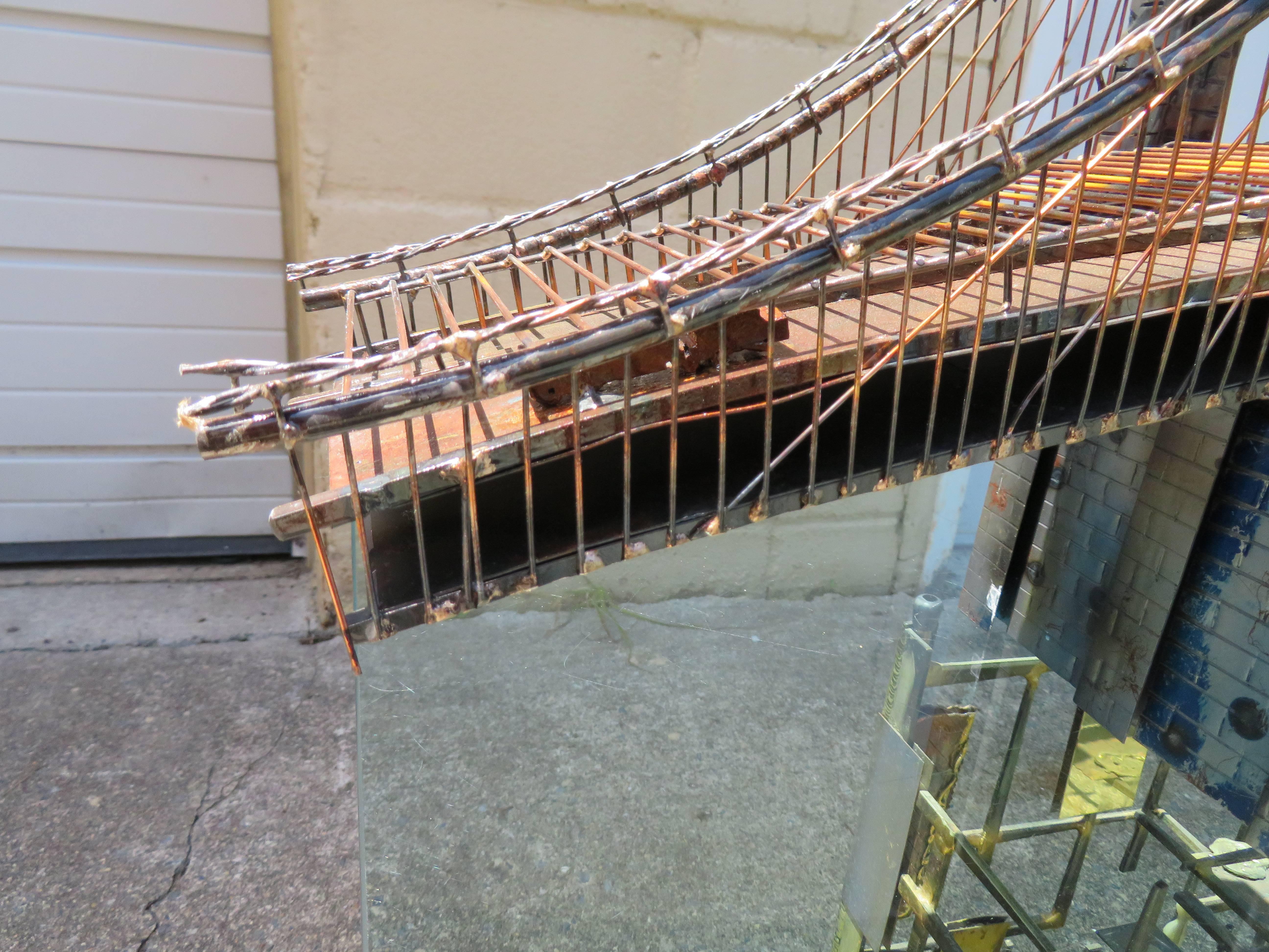 Wonderful Jere Style Sculpture Brooklyn Bridge Brutalist Mid-Century Modern In Excellent Condition In Pemberton, NJ