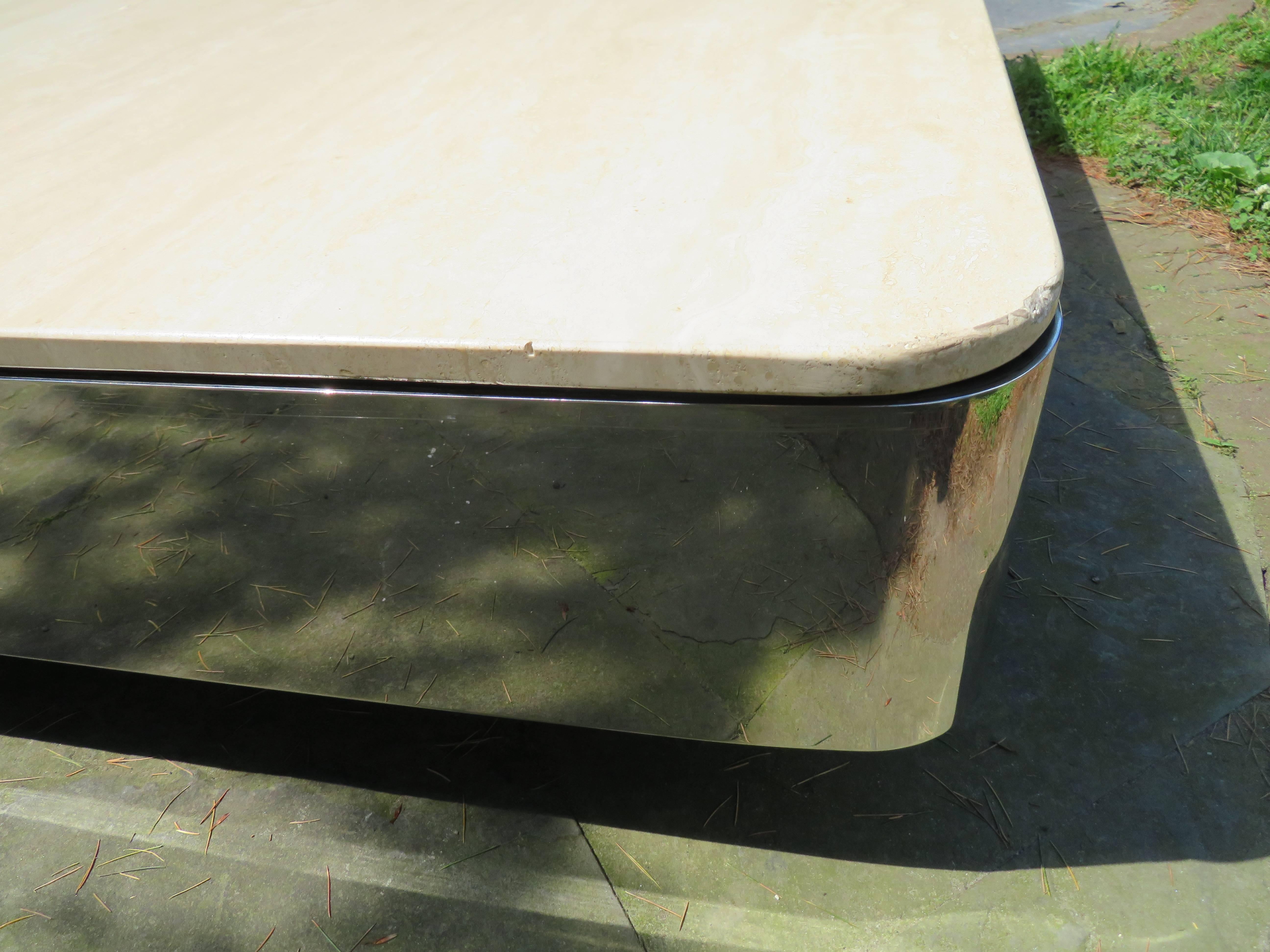 Uira Grayboff Coffee Table, Steel Marble 1970s Brueton, Mid-Century Modern For Sale 1