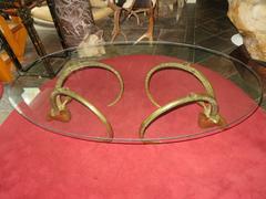 Magnificent Brass Ibex Ram Head Coffee Table Mid-Century Regency Modern