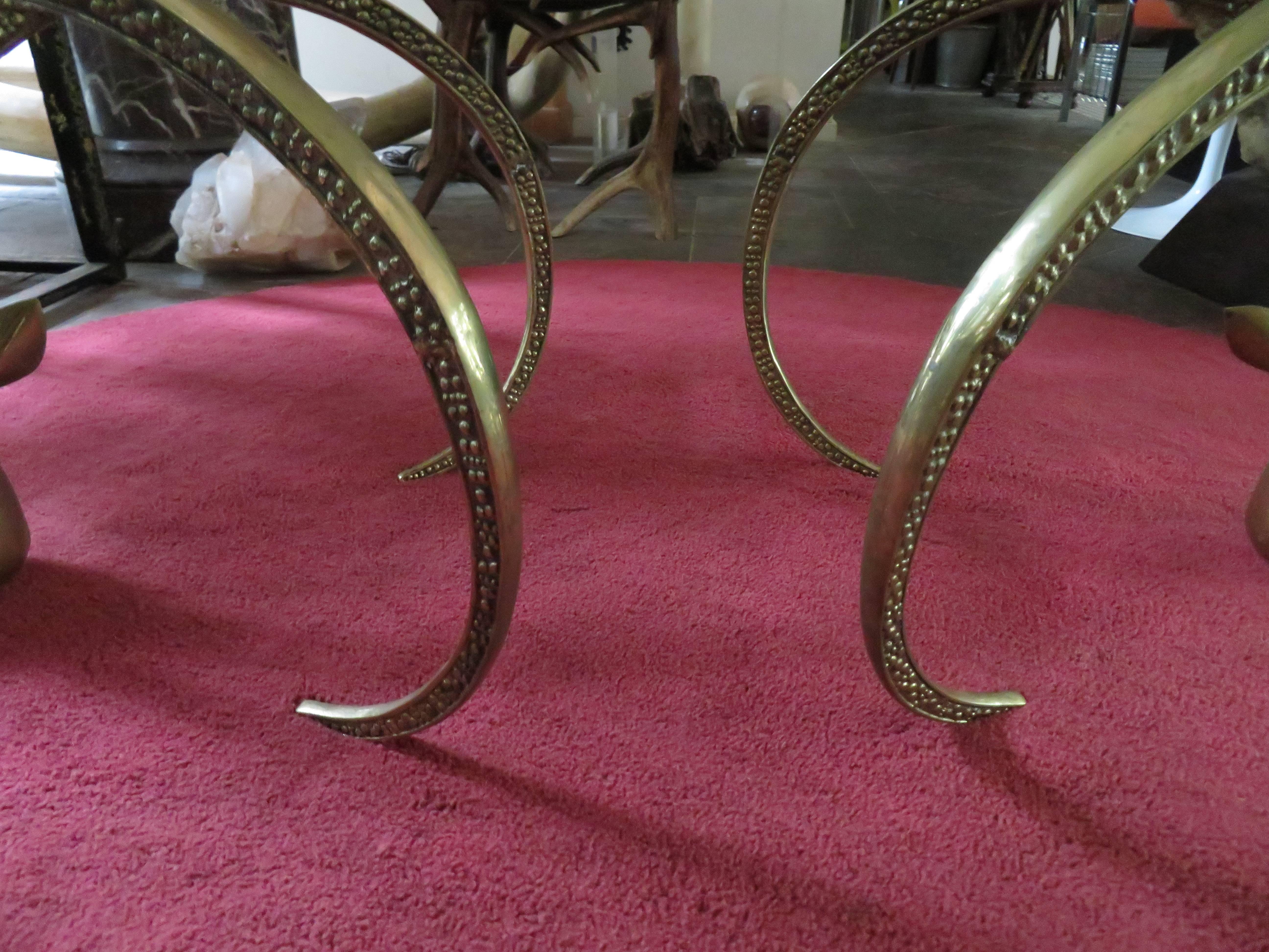 Late 20th Century Magnificent Brass Ibex Ram Head Coffee Table Mid-Century Regency Modern For Sale