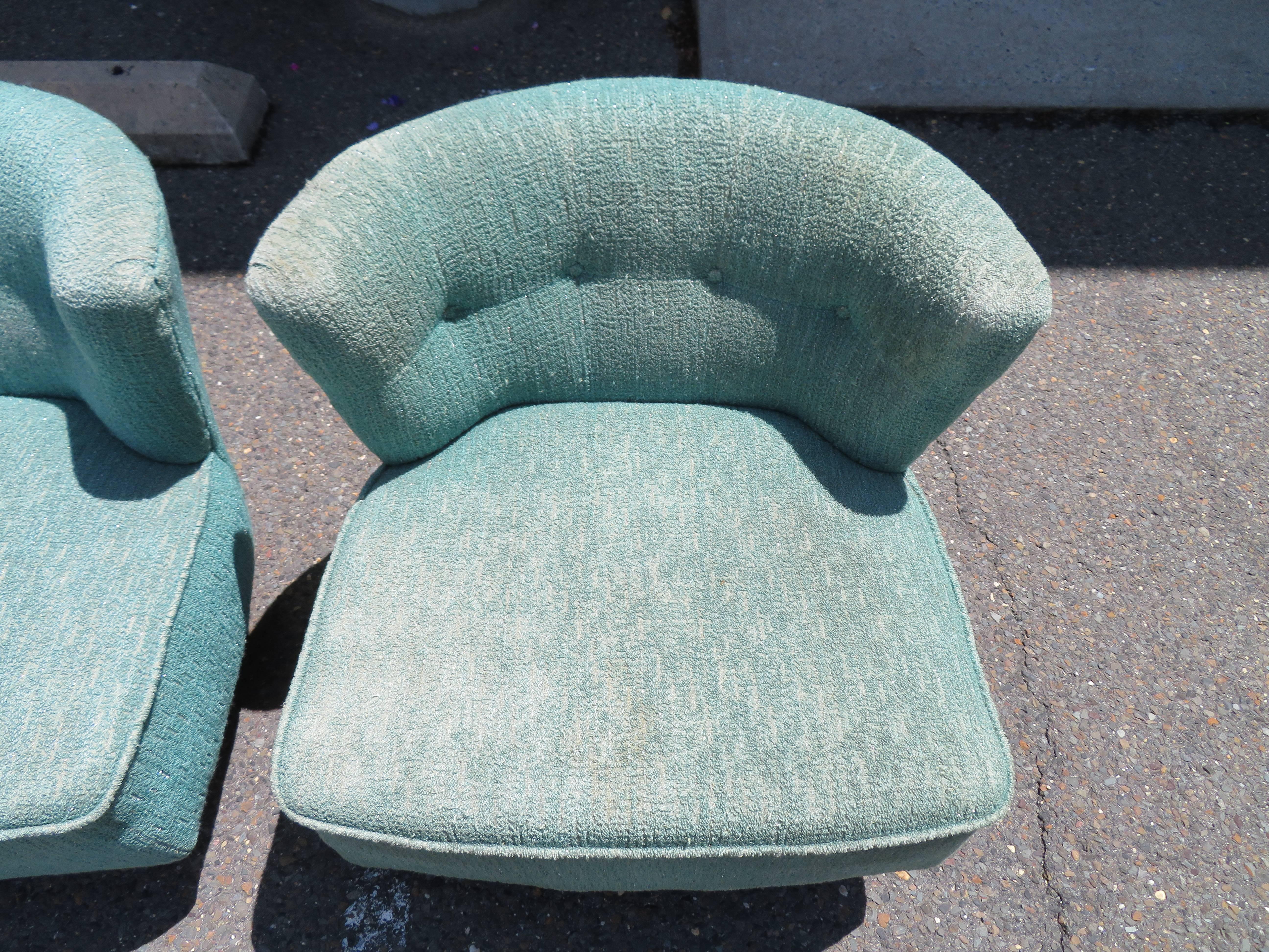 Peint Fabuleuse paire de Kroehler:: 1950s Swivel Lounge Chairs Mid-Century Modern