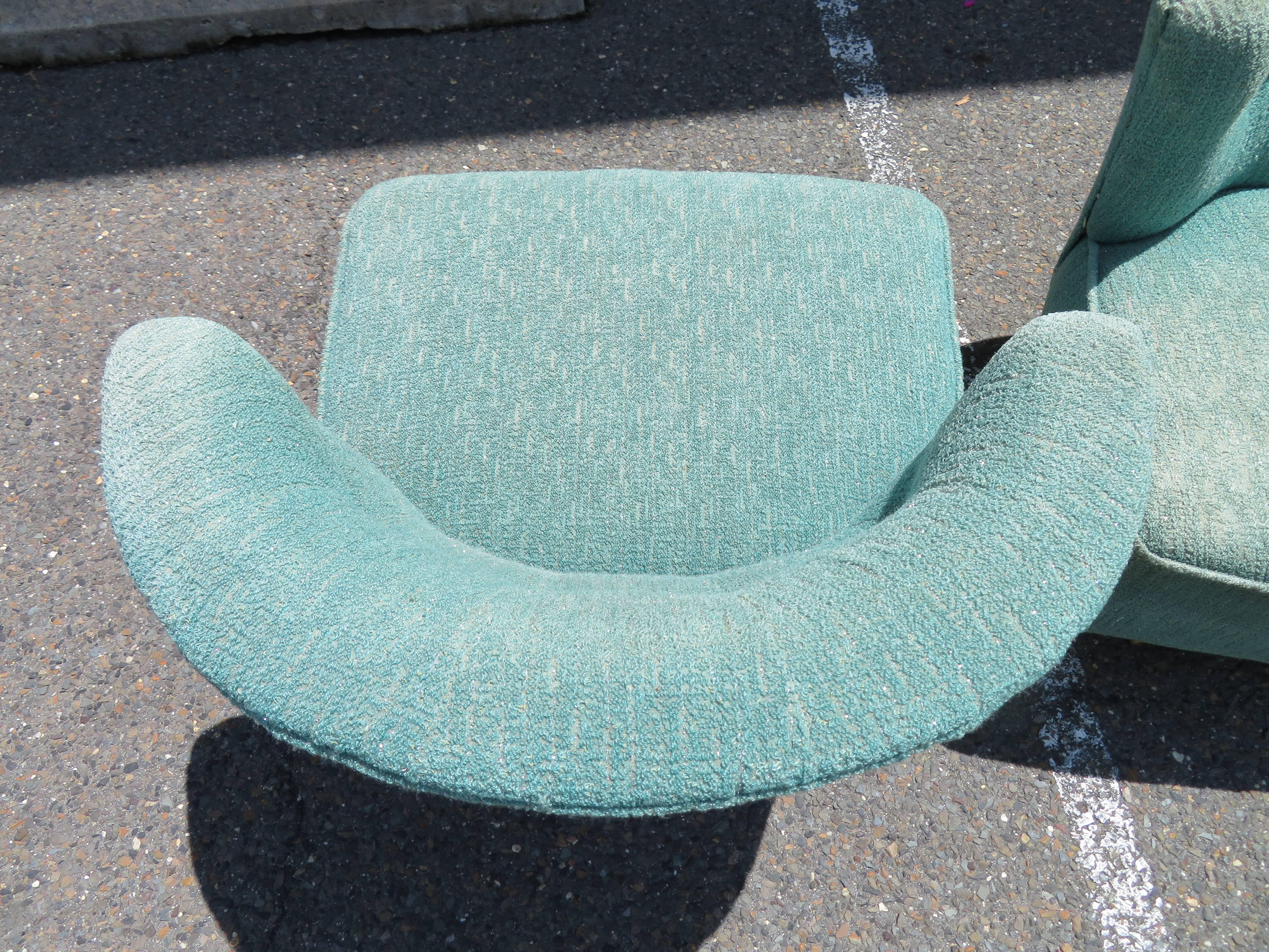 Fabuleuse paire de Kroehler:: 1950s Swivel Lounge Chairs Mid-Century Modern 2