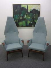 Spectacular Pair of Adrian Pearsall High Back Chairs Mid-Century Danish Modern