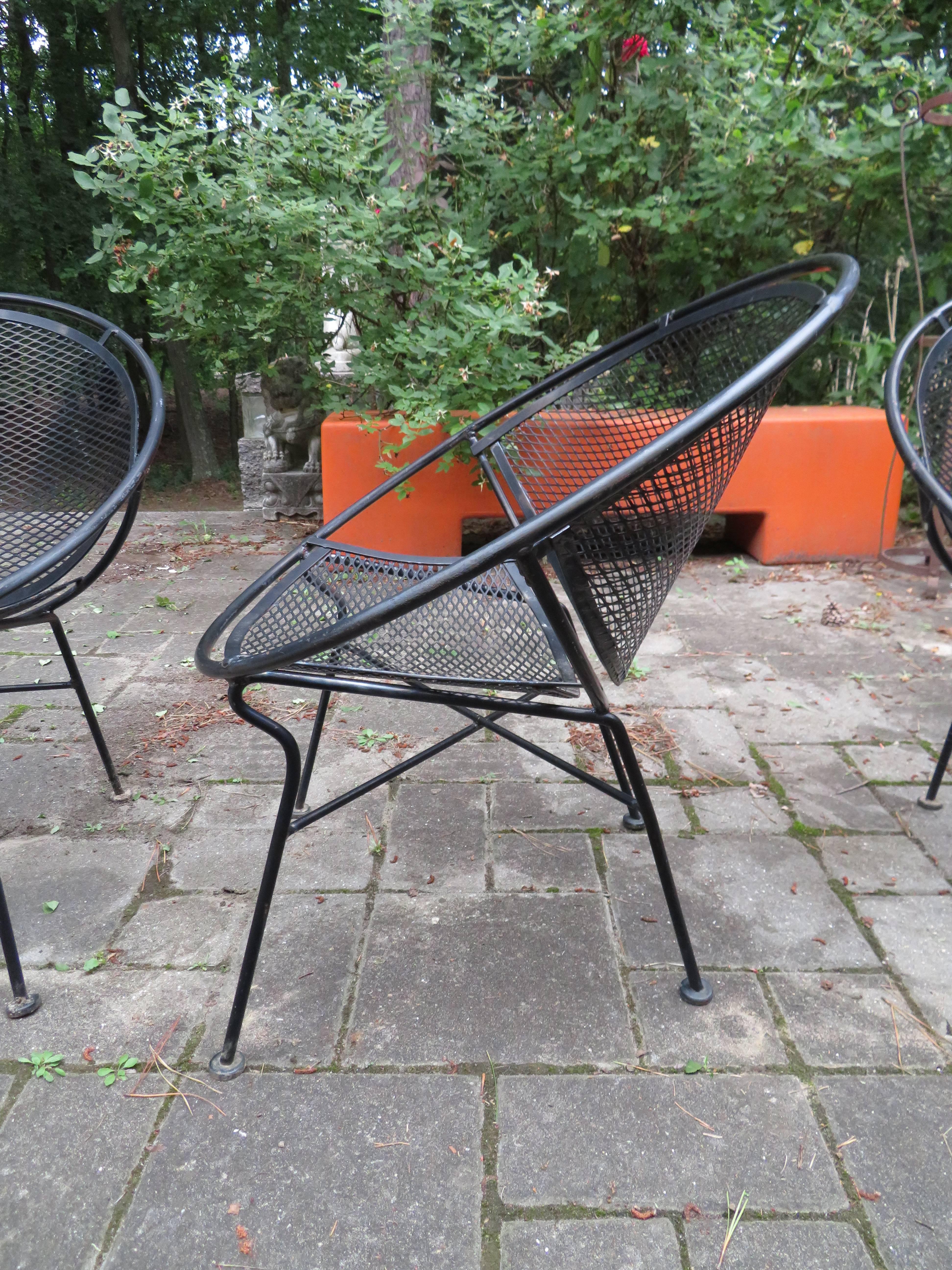Painted  Set of Six Maurizio Tempestini for Salterini Hoop Lounge Patio Chairs
