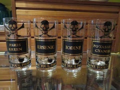 Whimsical Set Eight Georges Briard Name Your Poison Glasses