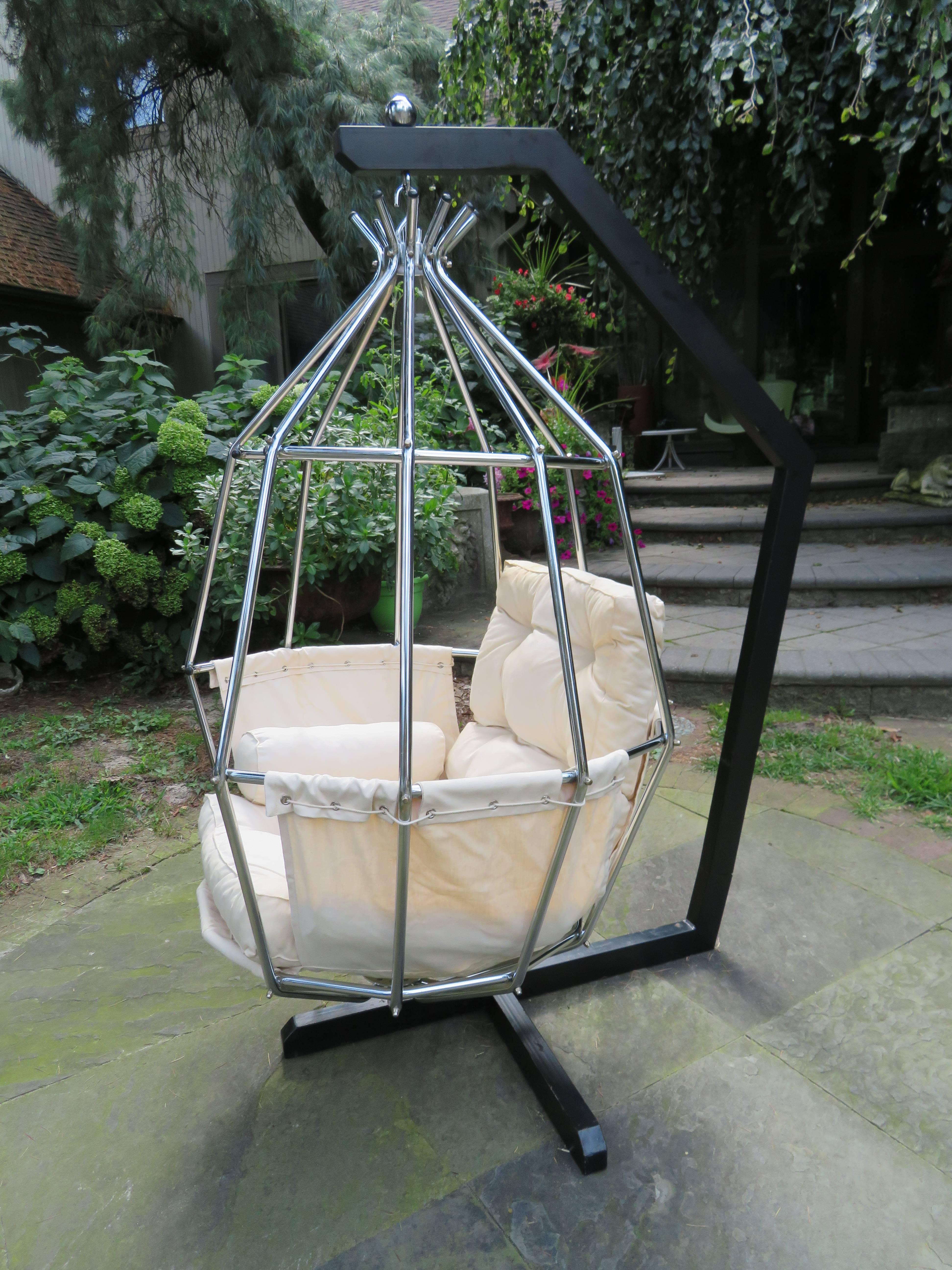 Steel Fabulous Ib Arberg Hanging Parrot Mid-Century Modern Birdcage Chair