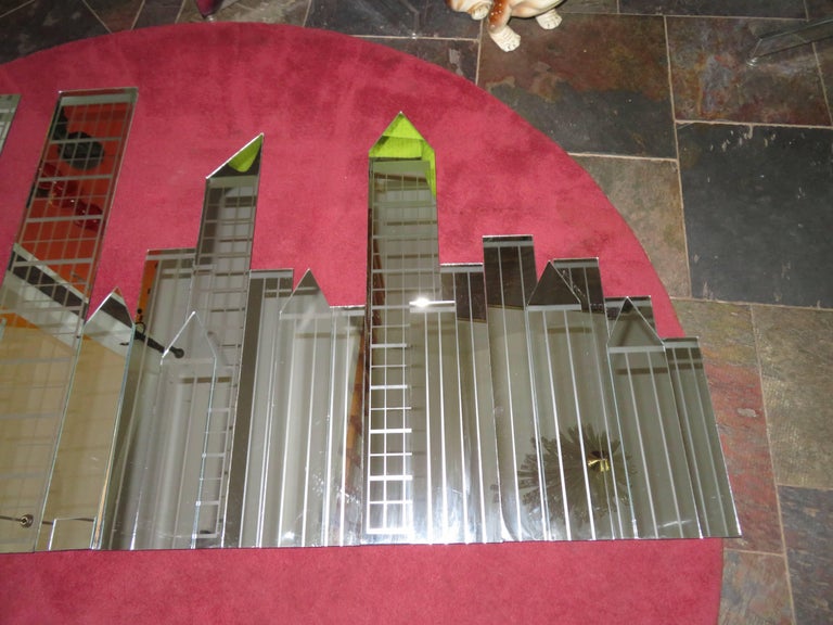 Fabulous FourPiece NYC Skyline Mirror Wall Sculpture, MidCentury