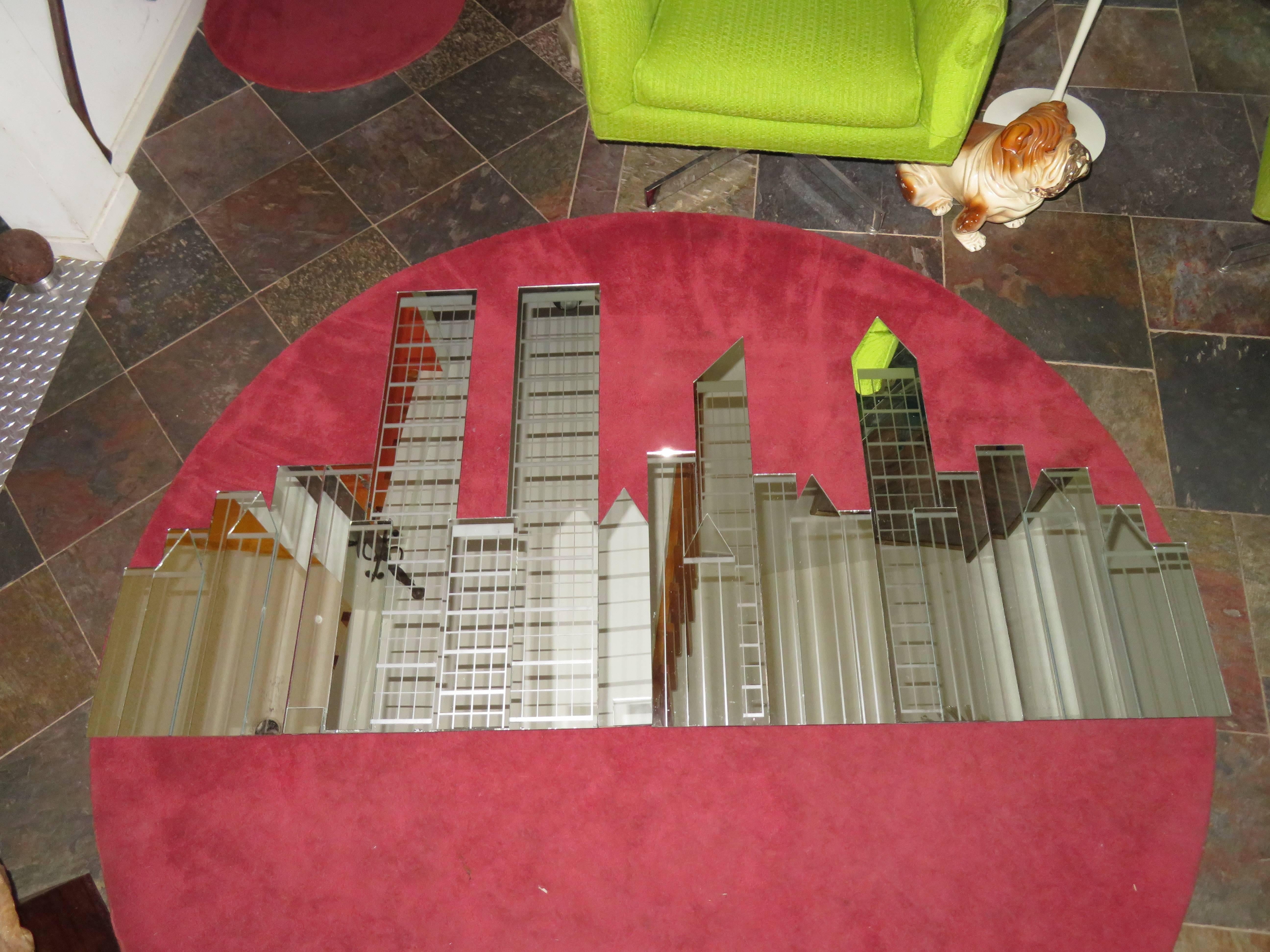 Fabulous Four-Piece NYC Skyline Mirror Wall Sculpture, Mid-Century Modern 2