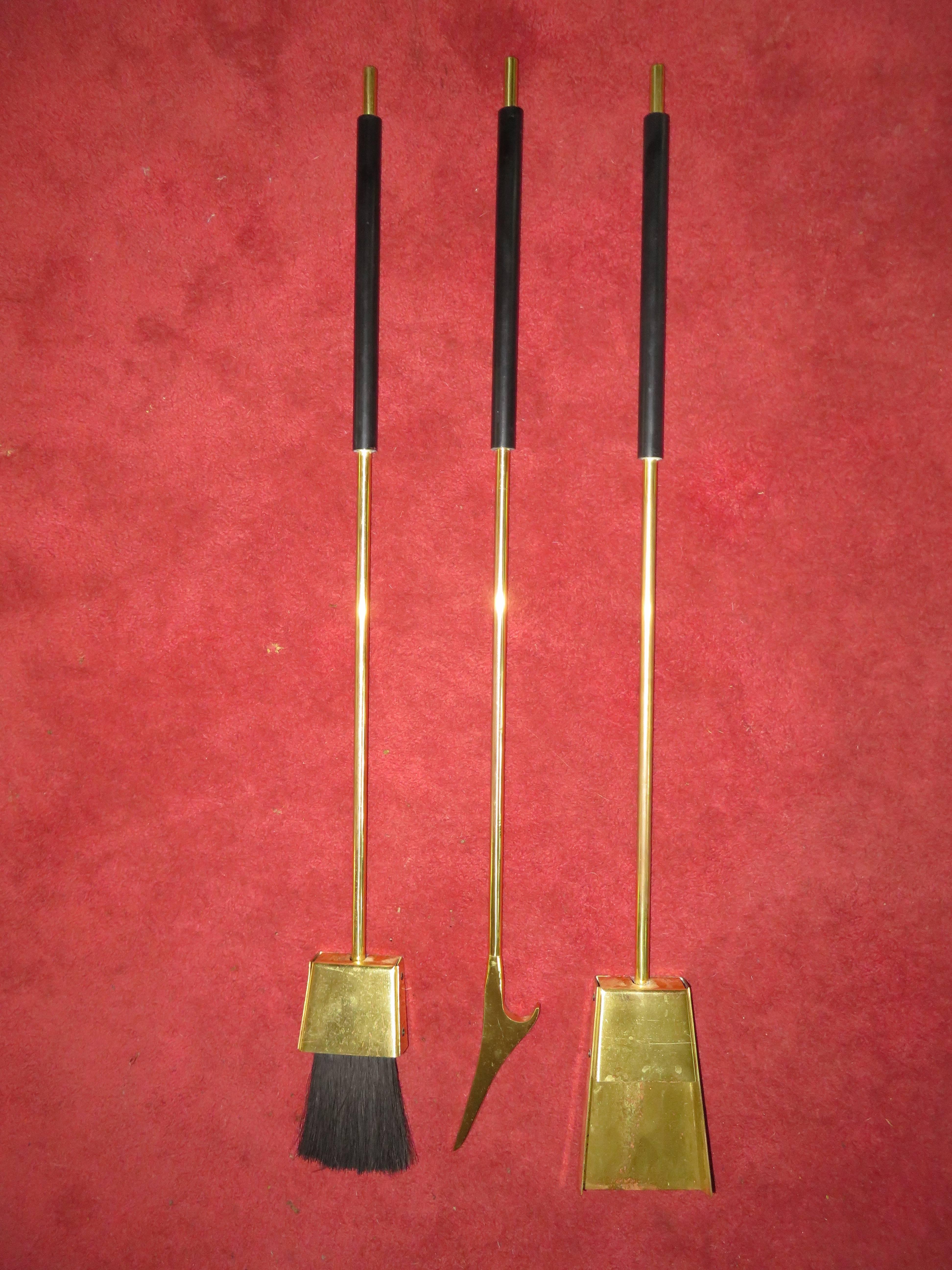 Late 20th Century Fabulous Brass Lucite Fire Tool Set, Mid-Century Modern, Danny Alessandro attr. 