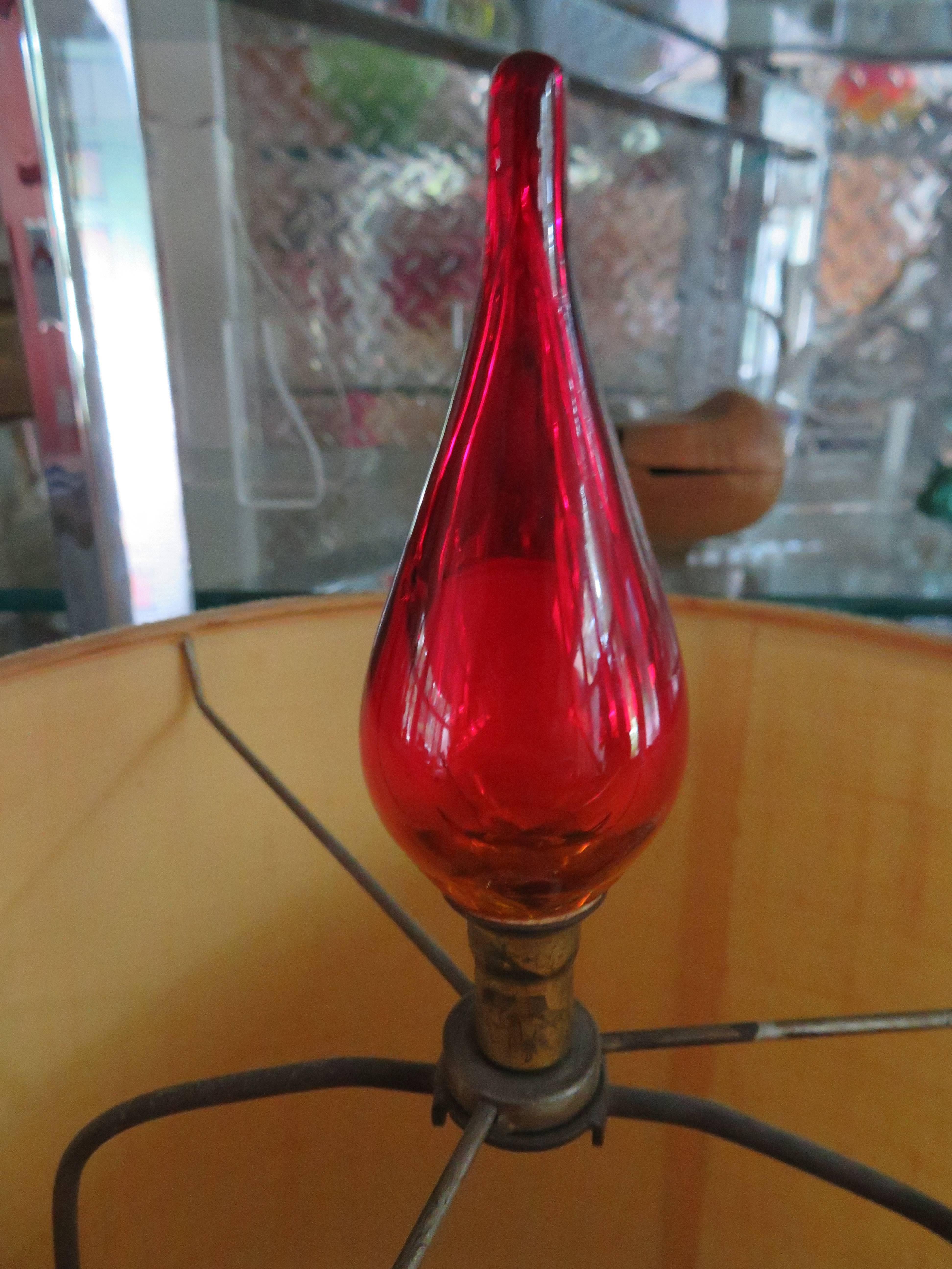 Américain Superbe lampe Blenko Amberina orange rouge, mi-siècle moderne en vente