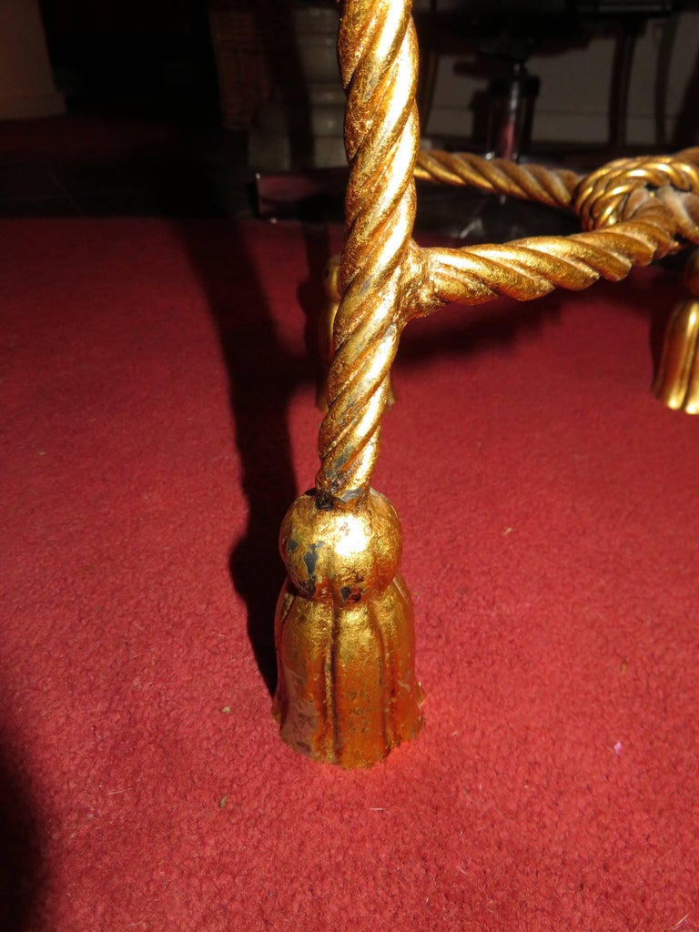 Lovely Petite Gilded Gold Rope Tassel Vanity Chair Stool Hollywood