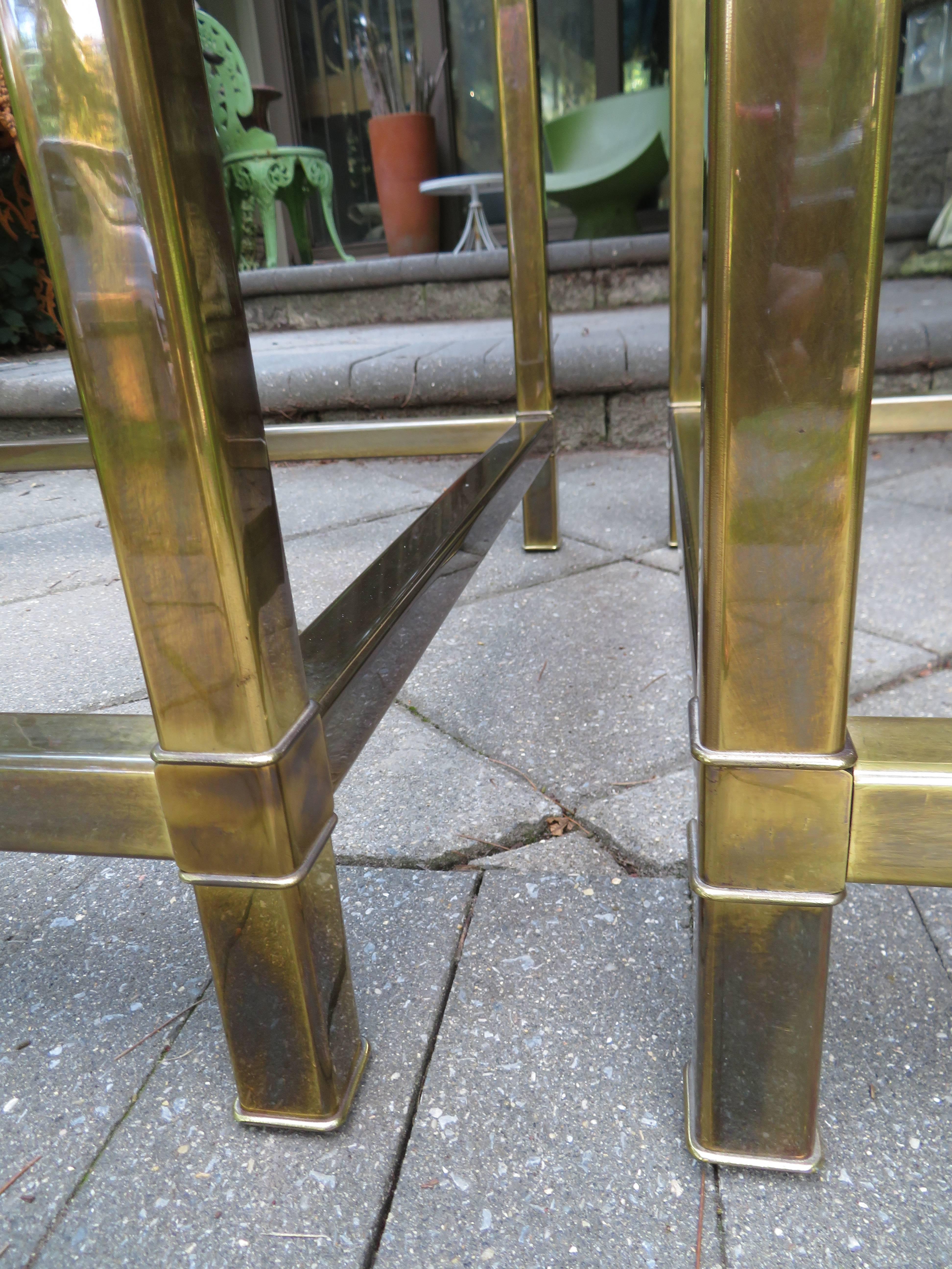 Late 20th Century Gorgeous Pair of Mastercraft Brass Side End Tables, Mid-Century Modern