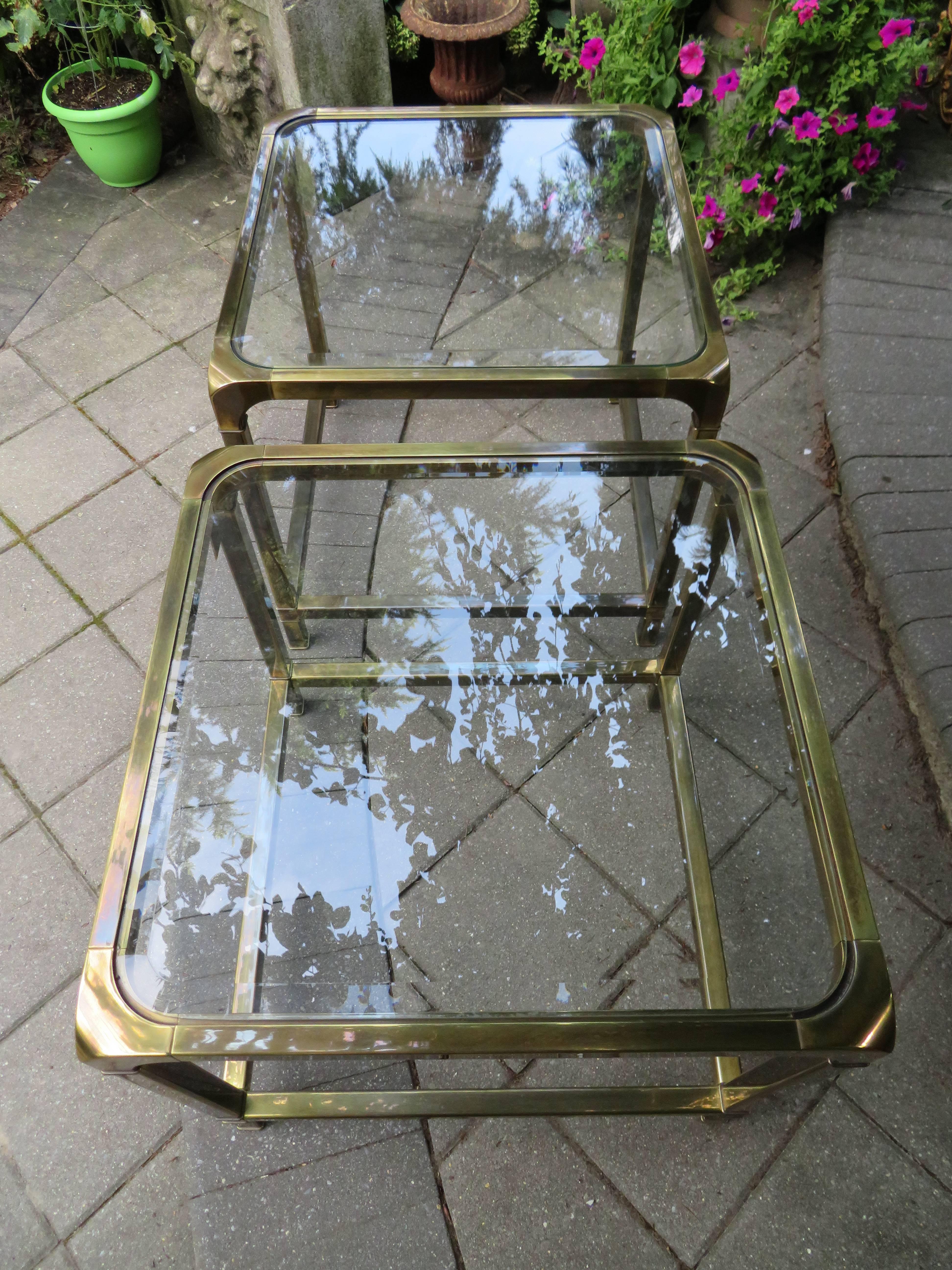 Gorgeous Pair of Mastercraft Brass Side End Tables, Mid-Century Modern 3