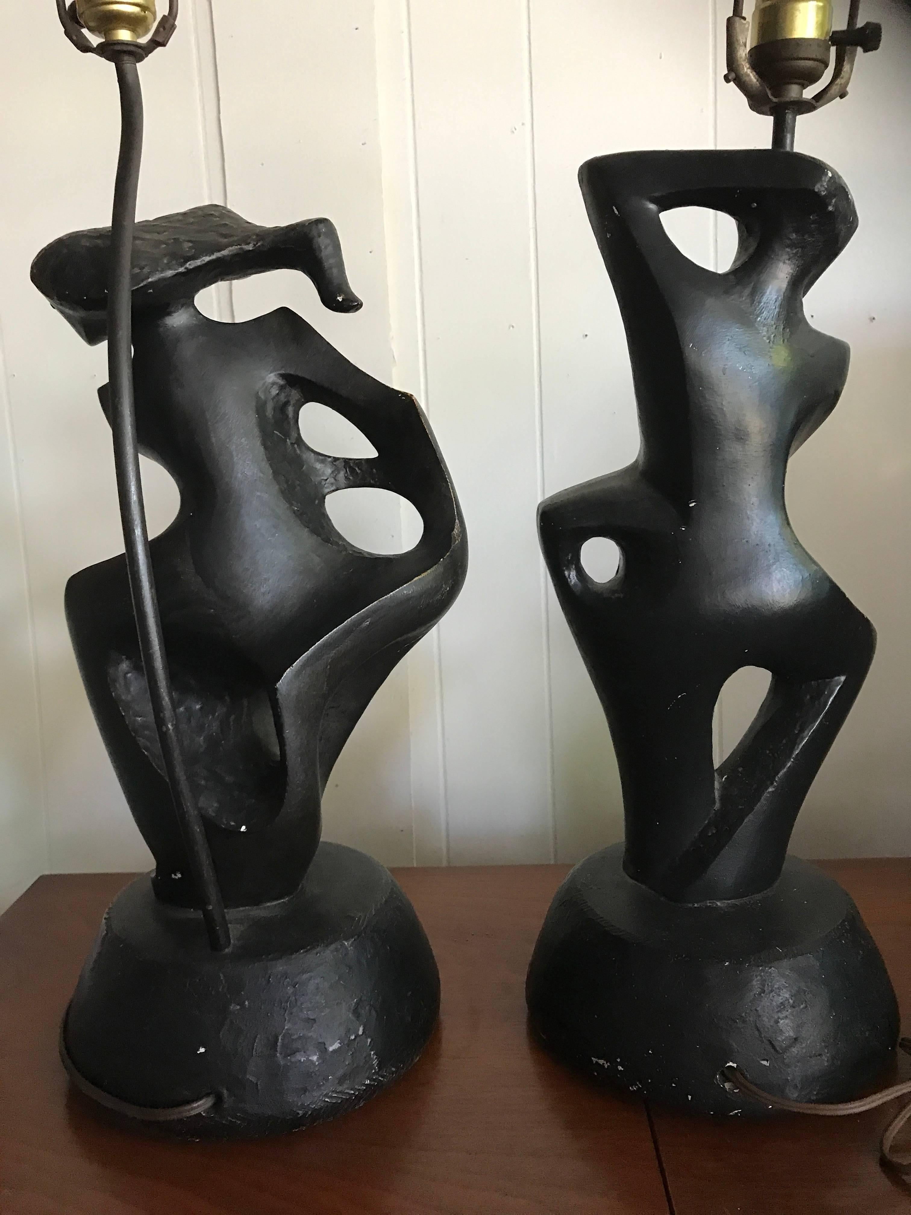  Spectacular Pair of Marianna von Allesch Cubism Male Female Lamp Rima In Good Condition For Sale In Pemberton, NJ