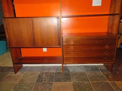 Arne Vodder Style Danish Modern Two Bay Freestanding Rosewood Wall Unit