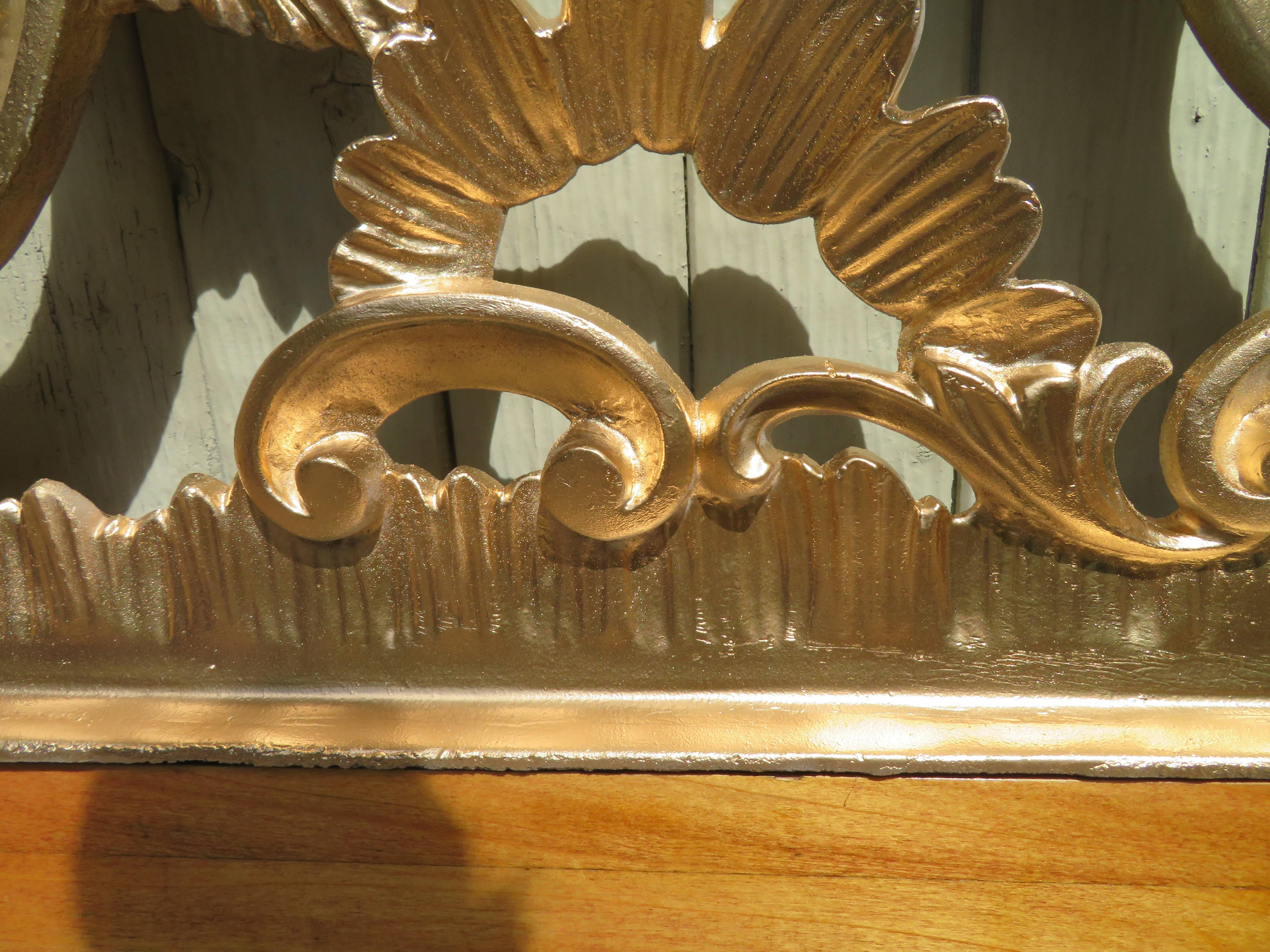 Hollywood Regency Ornate Cast Metal Antique Italian Gilded King-Size Headboard 2