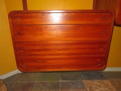 Unusual Two Bay Solid Teak Stereo Wall Unit Woodcraft Mid-Century Modern