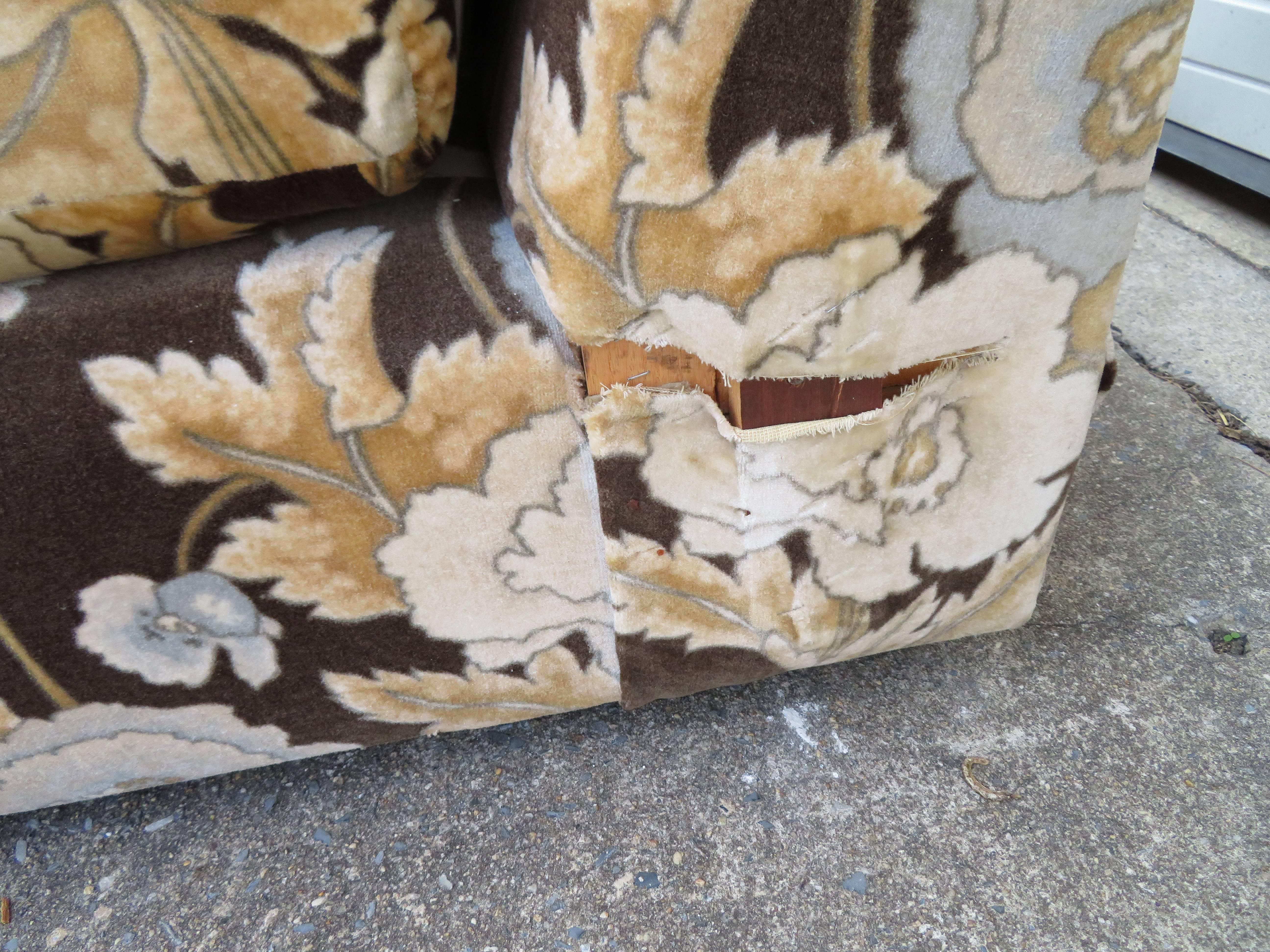 Upholstery Gorgeous Milo Baughman Style Three-Piece Sectional Sofa Jack Lenor Larsen
