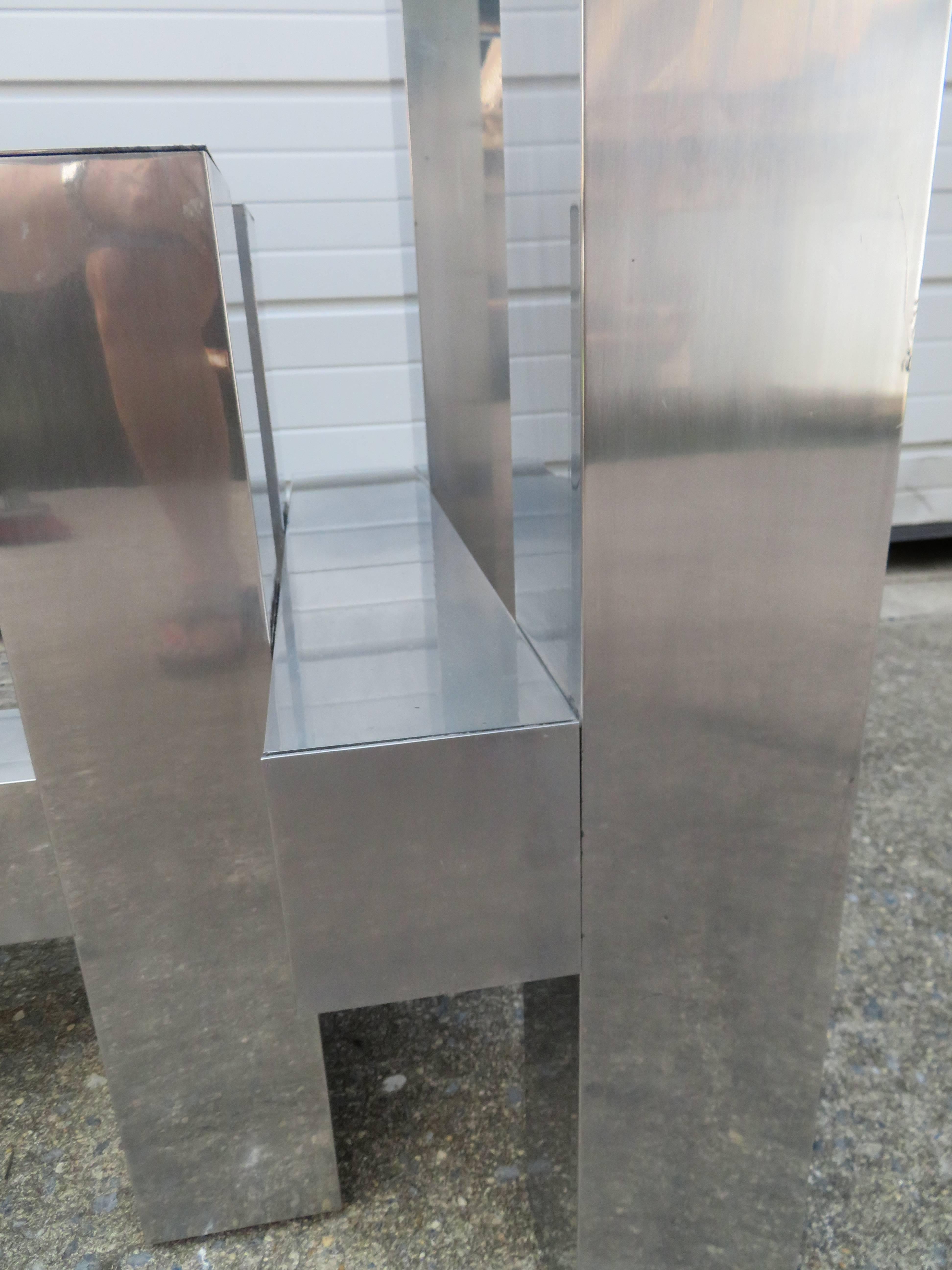 Stunning Architectural Aluminium Dining Table by Paul Mayen for Habitat In Good Condition For Sale In Pemberton, NJ