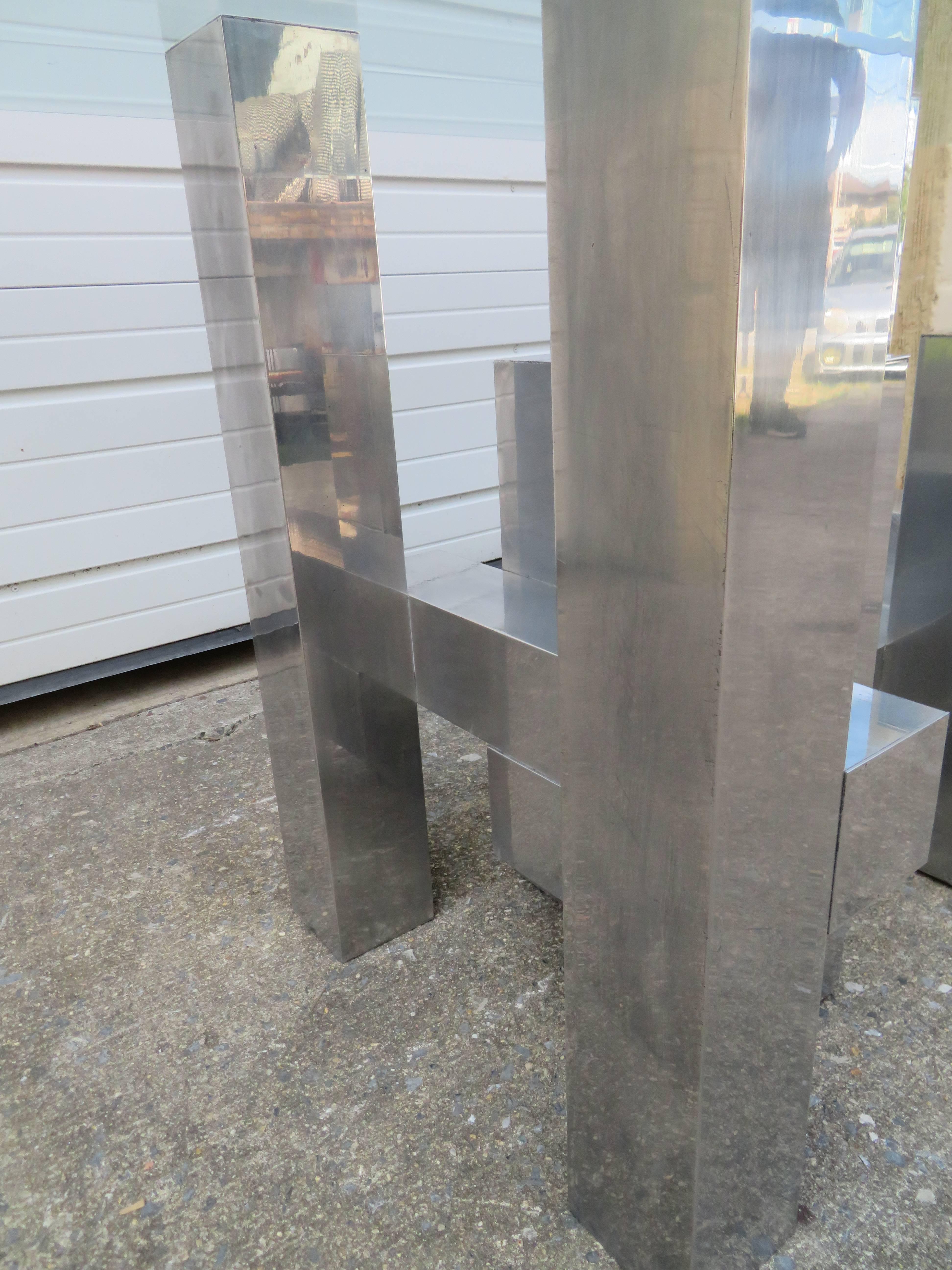 Superbe table à manger architecturale en aluminium de Paul Mayen pour Habitat en vente 1