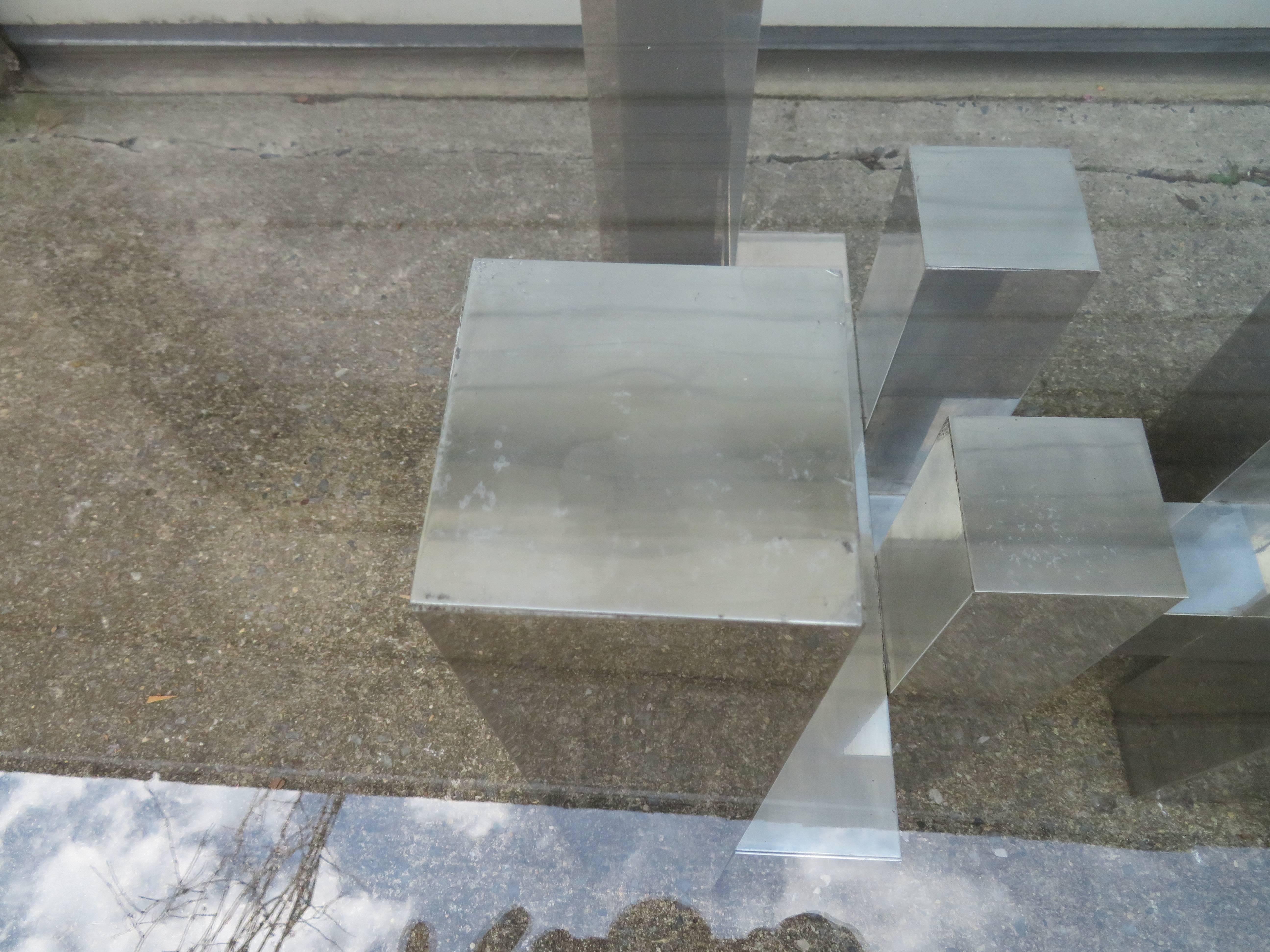Américain Superbe table à manger architecturale en aluminium de Paul Mayen pour Habitat en vente