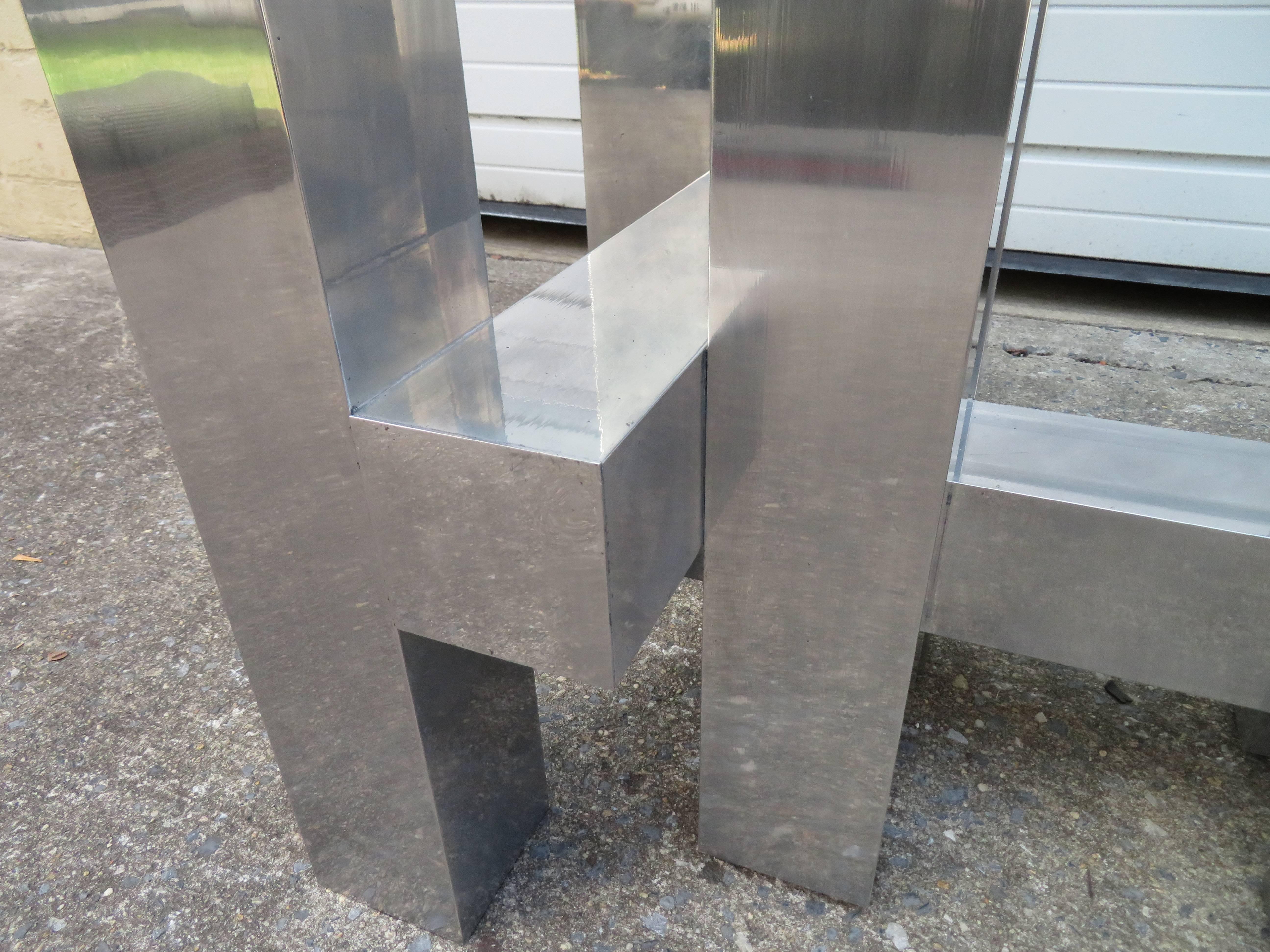 Poli Superbe table à manger architecturale en aluminium de Paul Mayen pour Habitat en vente