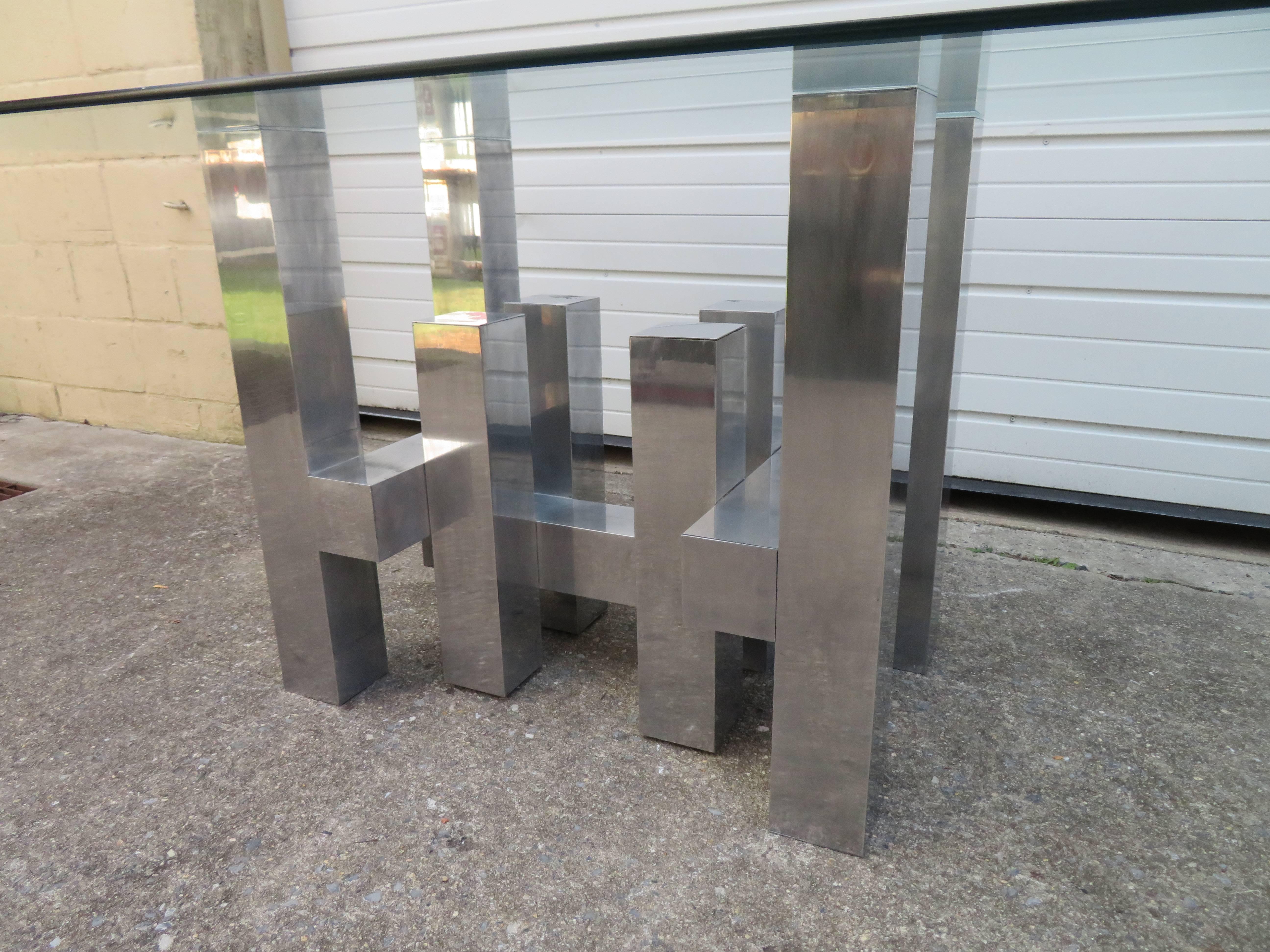 Aluminium Superbe table à manger architecturale en aluminium de Paul Mayen pour Habitat en vente