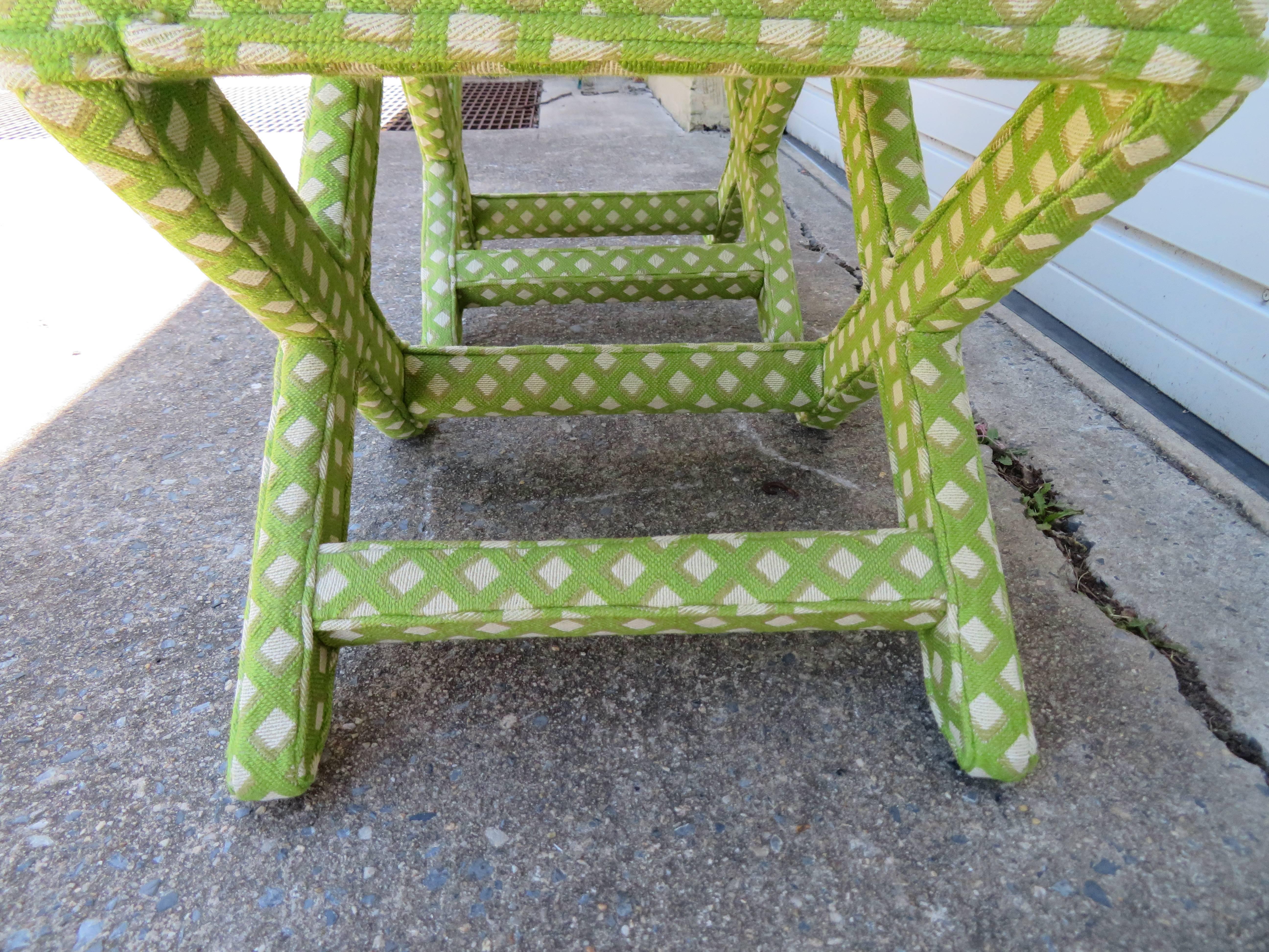 Hollywood Regency Lovely Pair of Midcentury X-Base Ottoman Stools by Billy Baldwin For Sale