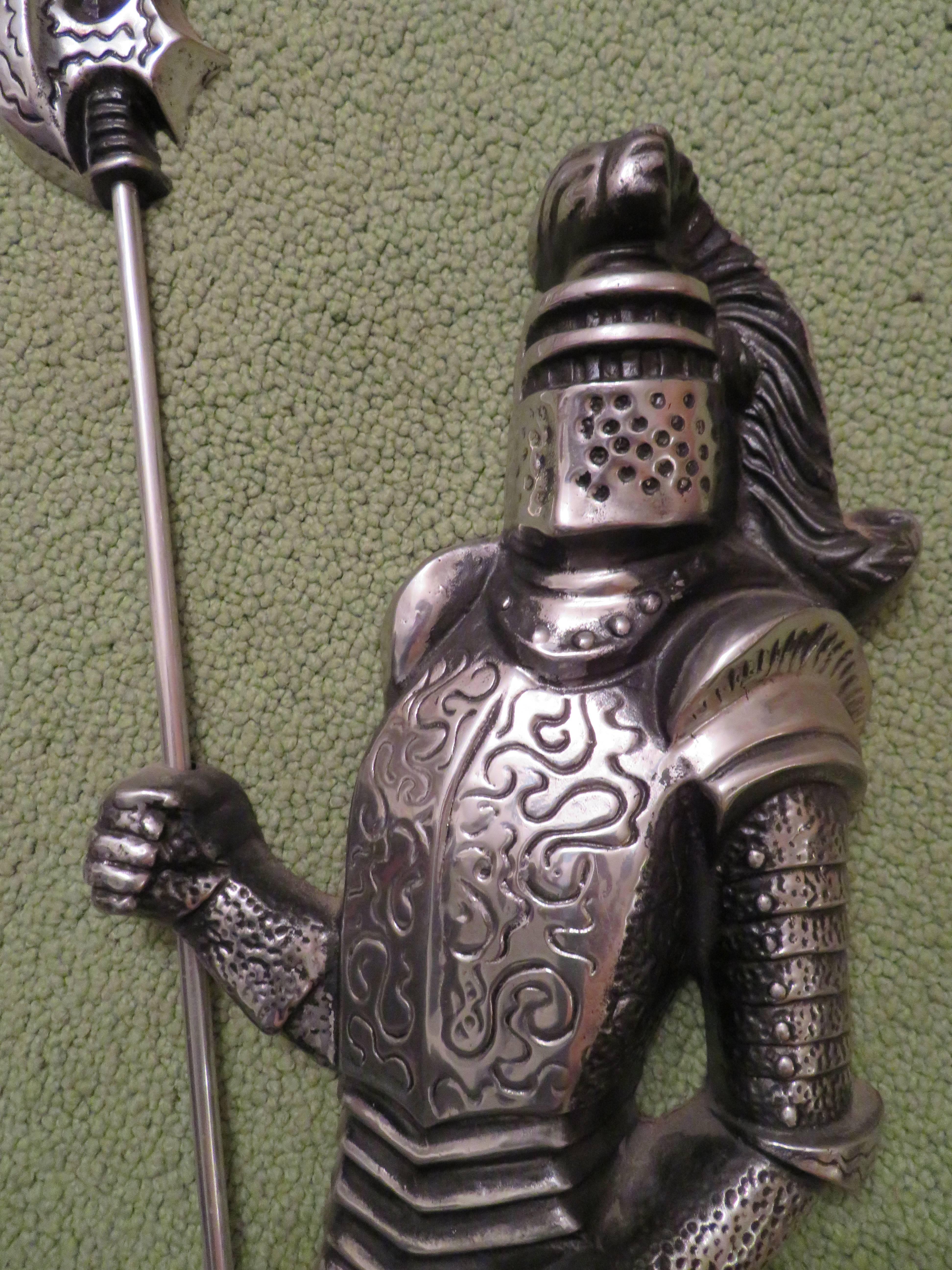 Mid-Century Modern Vintage Cast Metal Lion Coat of Arms Knights Armor, Midcentury