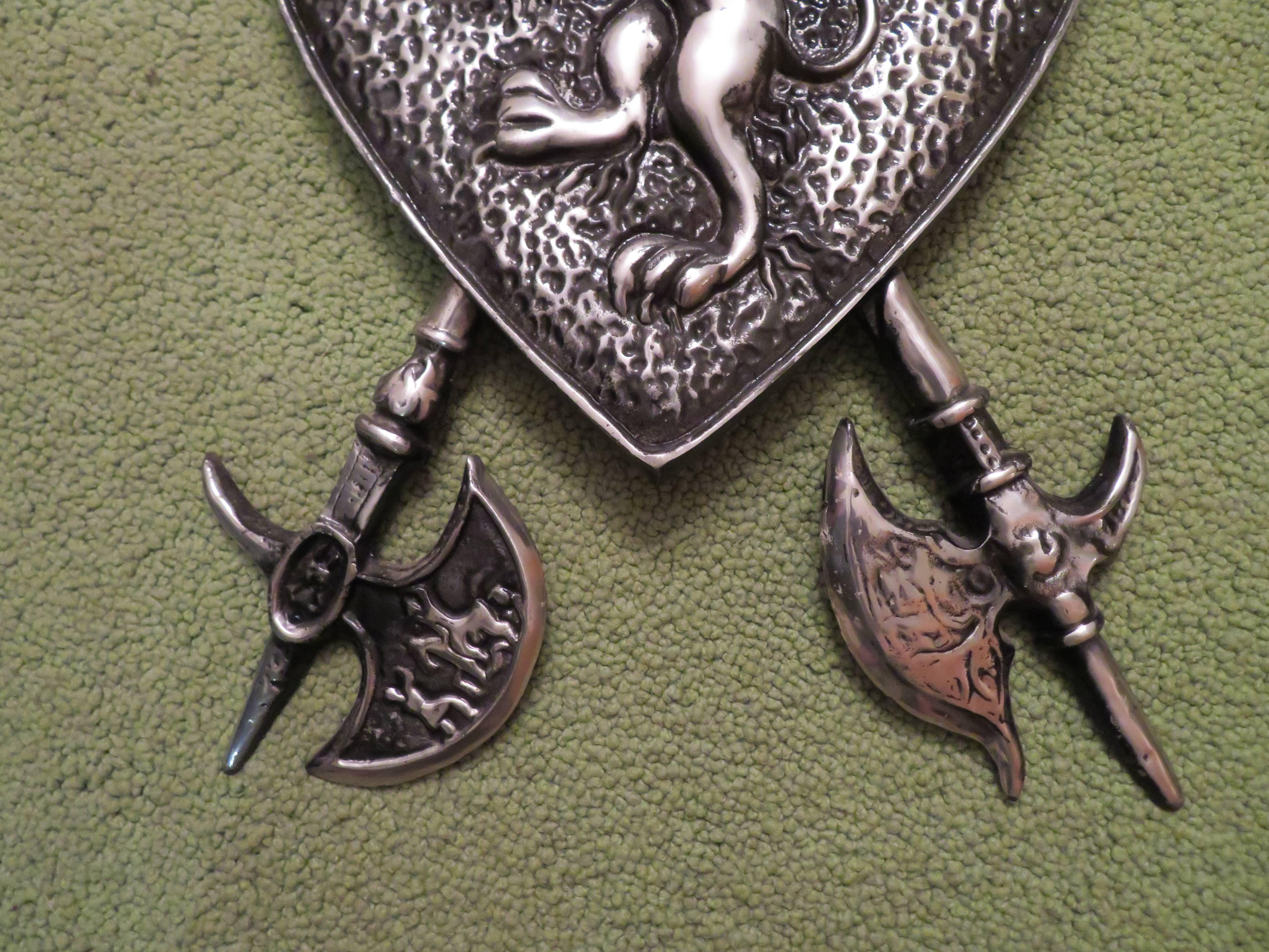 Aluminum Vintage Cast Metal Lion Coat of Arms Knights Armor, Midcentury