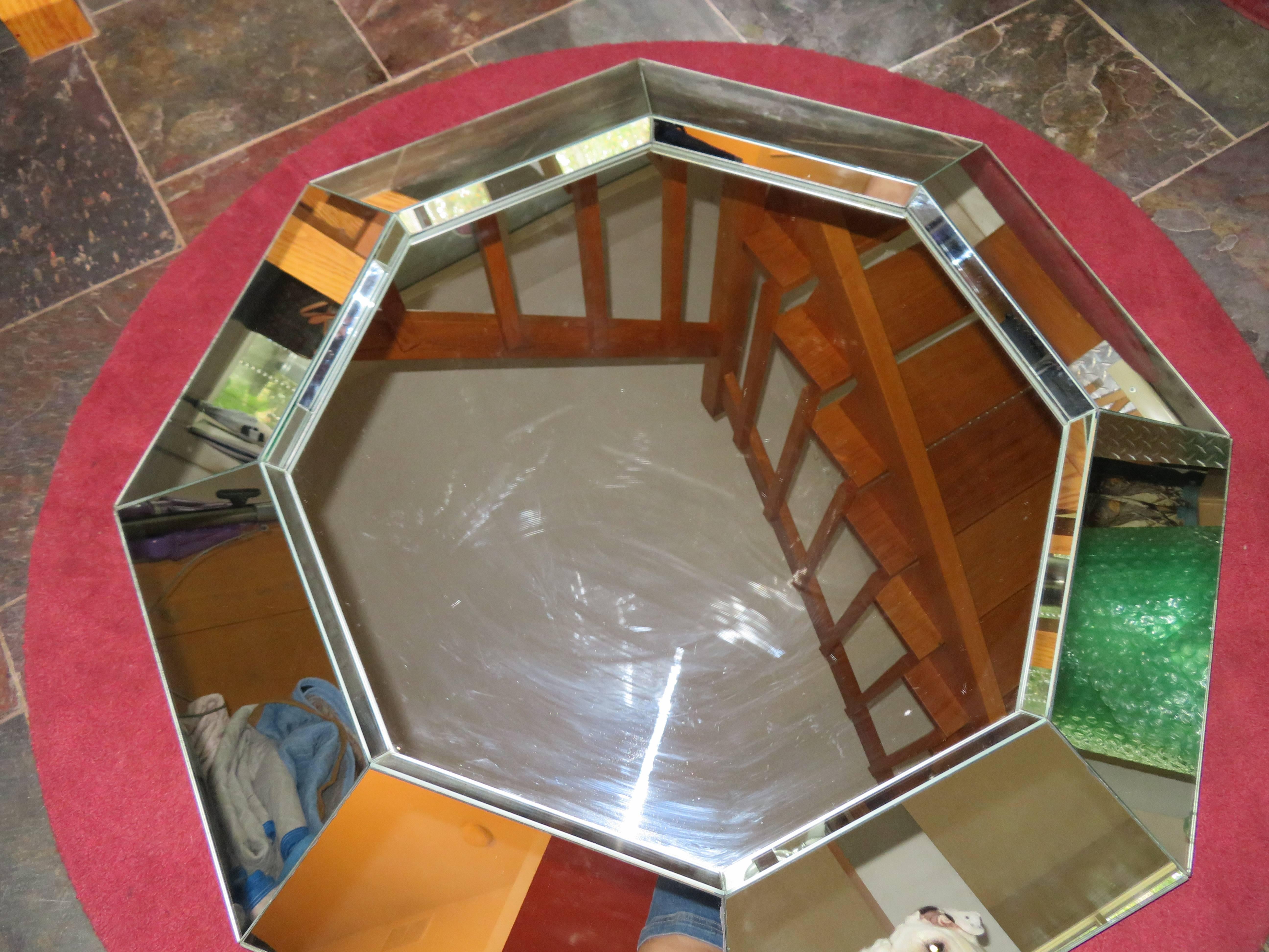 Gorgeous Octagon Faceted Mirror, Midcentury For Sale 1