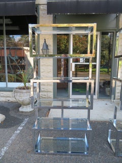 Fabulous Pair of Milo Baughman Style Cubic Chrome Etagere Mid-Century Modern