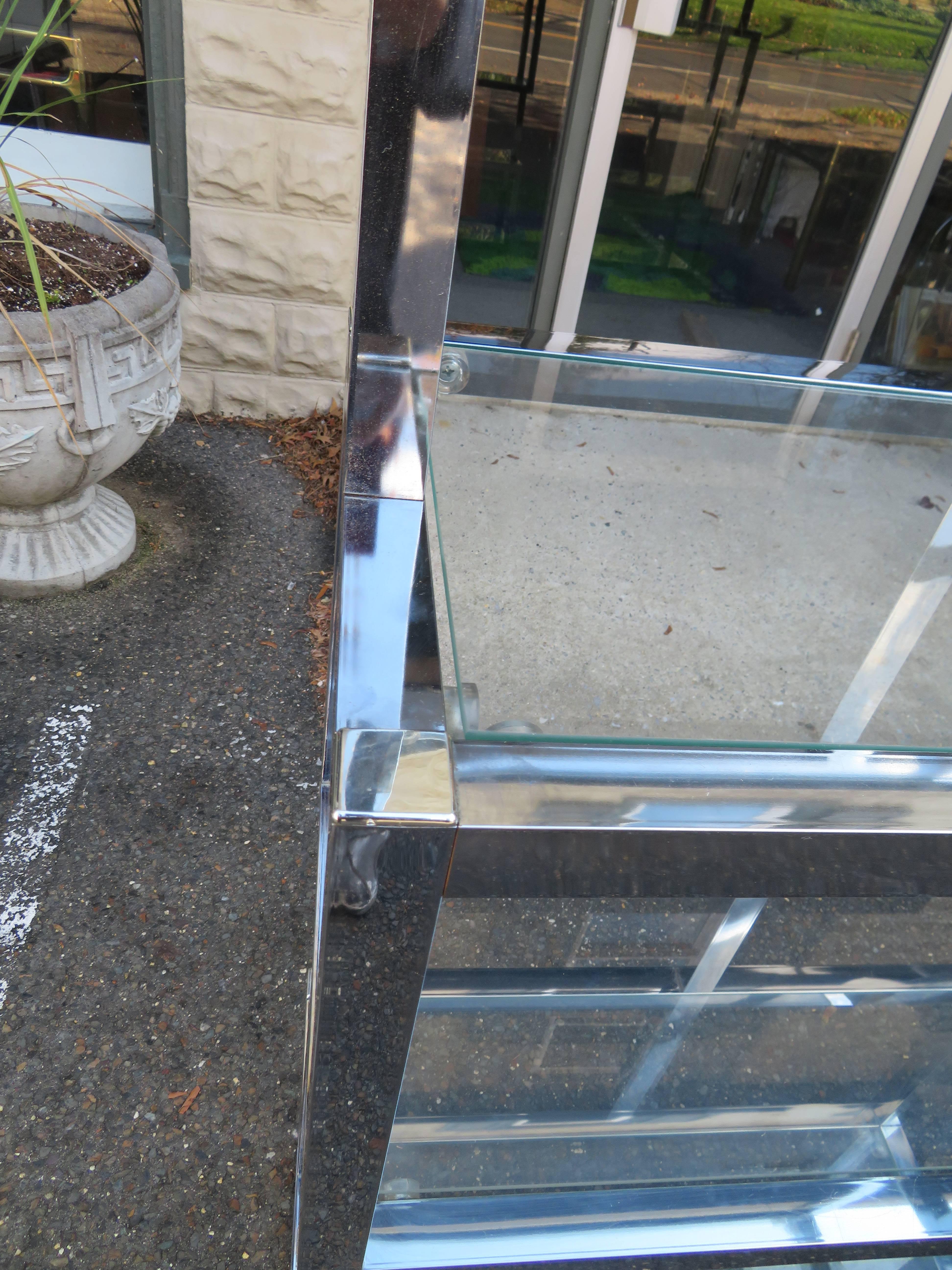 Fabulous Pair of Milo Baughman Style Cubic Chrome Etagere Mid-Century Modern In Good Condition In Pemberton, NJ