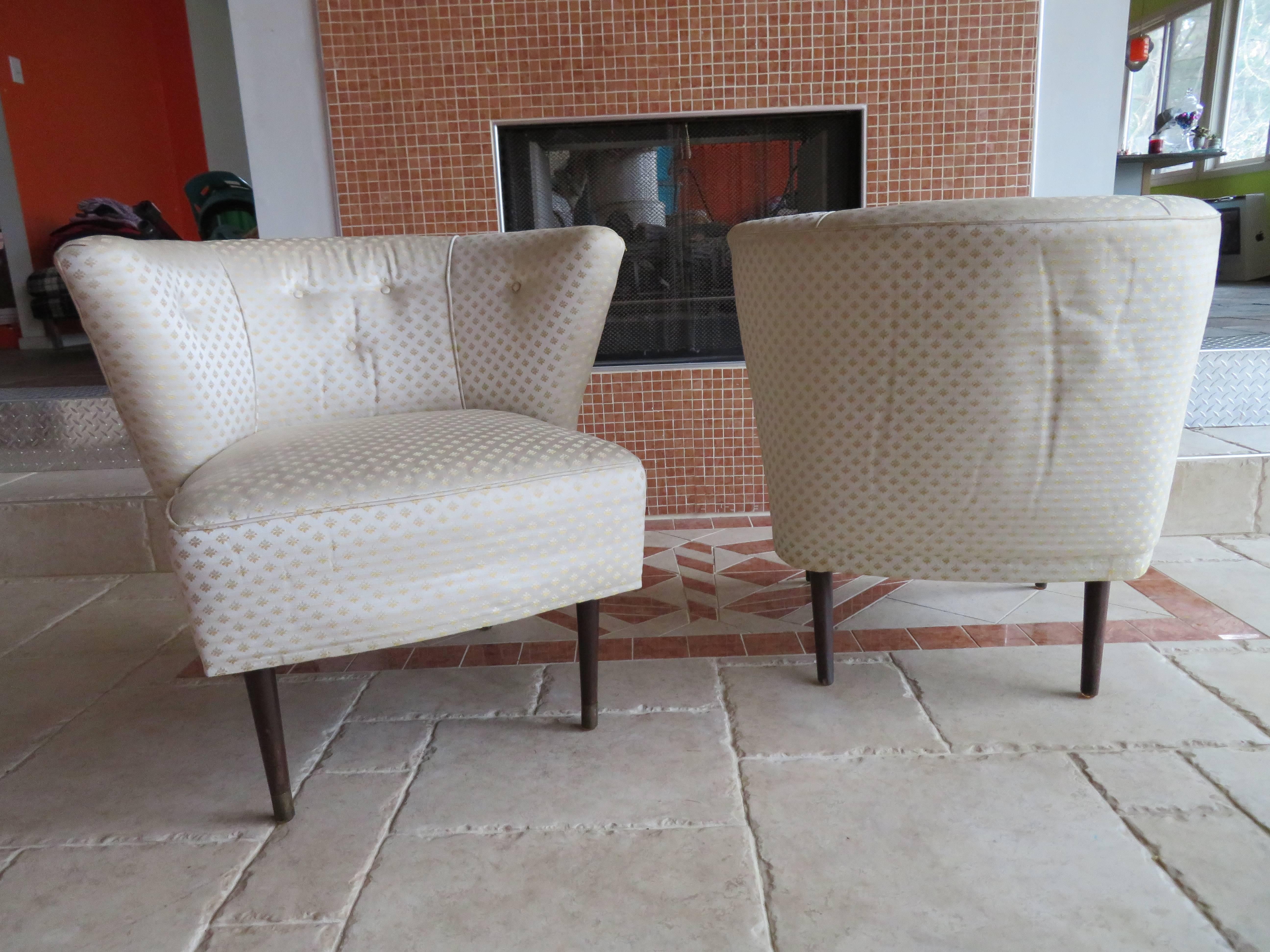 Sculptural Billy Haines Style Barrel Back Lounge Chairs Mid-Century Modern, Pair For Sale 2