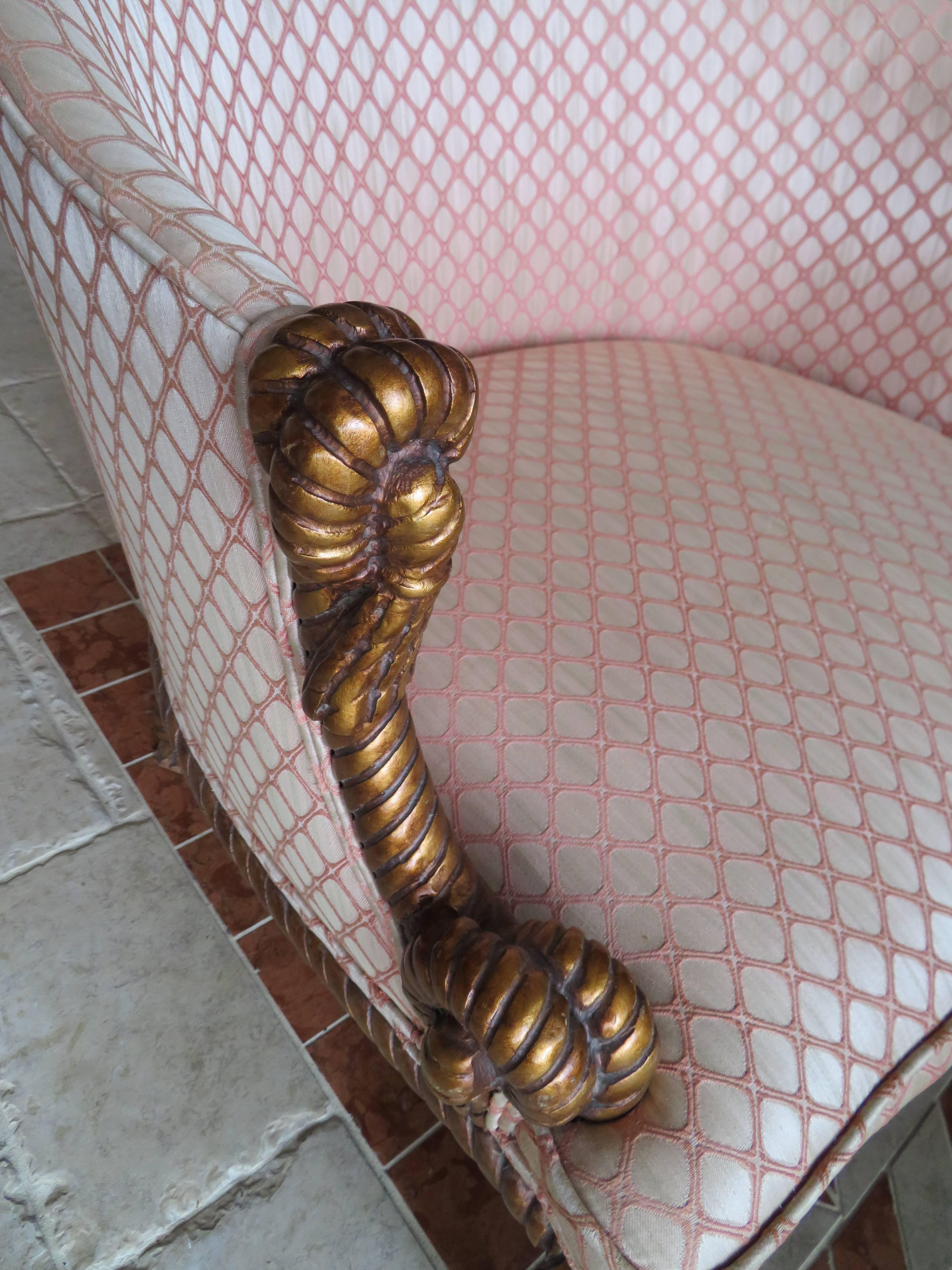 Lovely Pair of Napoleon III Style Gilded Rope & Tassel Chairs Hollywood Regency In Good Condition For Sale In Pemberton, NJ