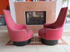 Lovely Pair of High Back Swivel Lounge Chairs Adrian Pearsall Mid-Century Modern