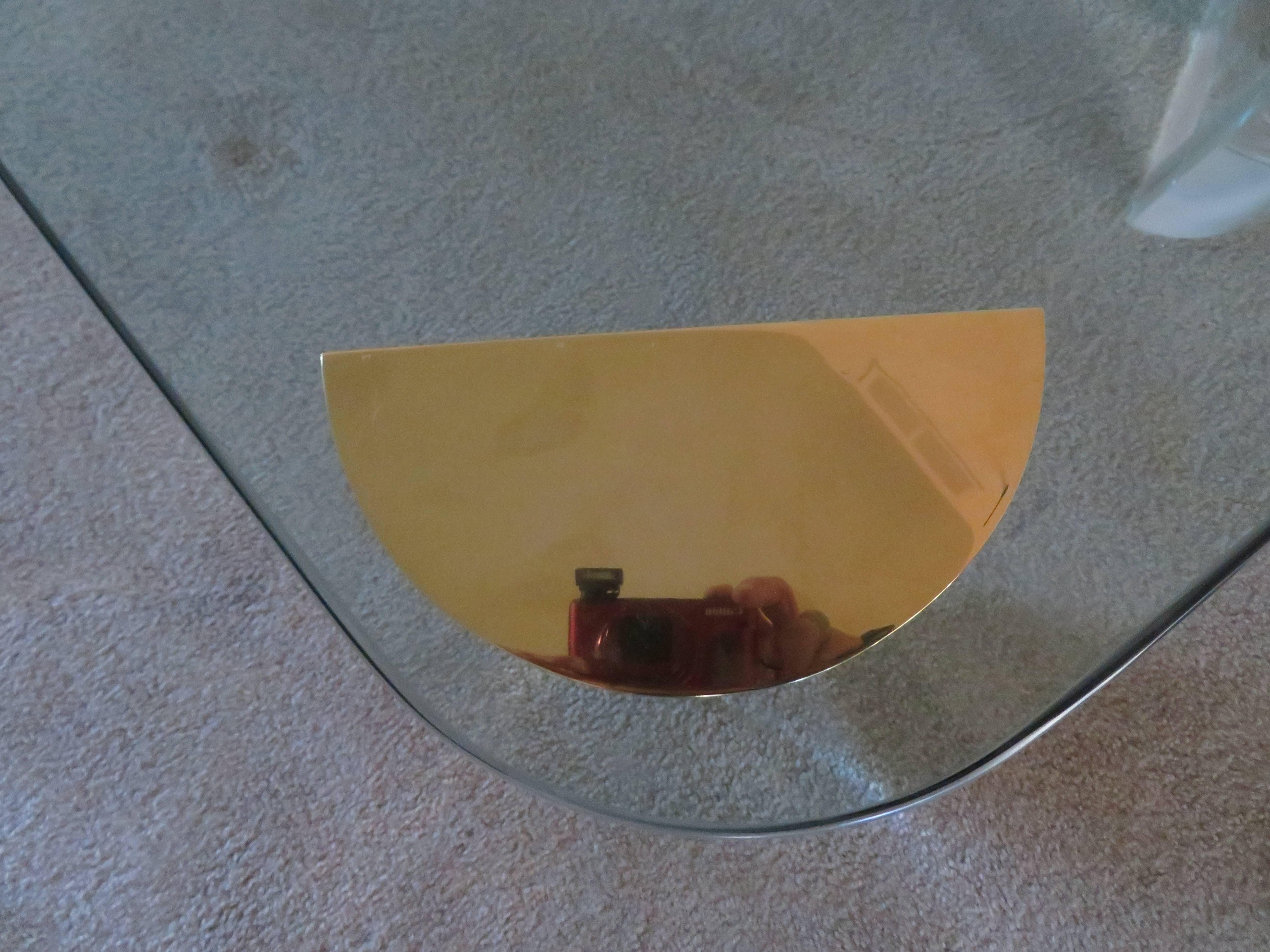 Mid-Century Modern Chunky Lucite Brass Coffee Table Midcentury