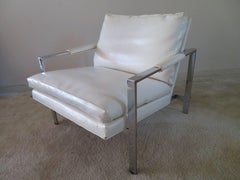 Lovely Milo Baughman Chrome Flatbar Lounge Chair, Mid-Century Modern